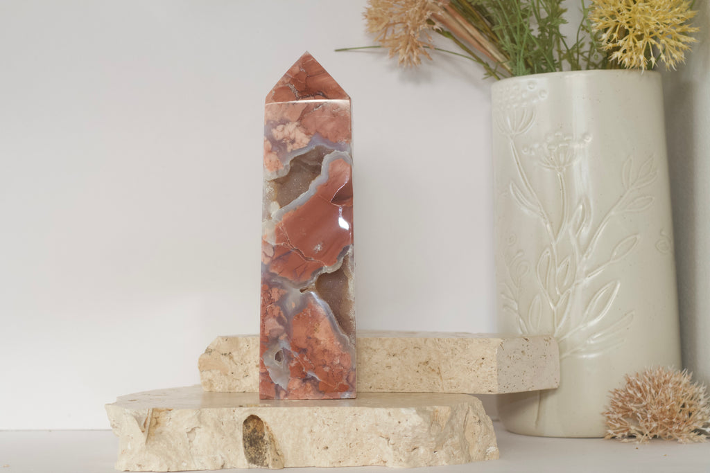 Pink Agate Towers 18cm