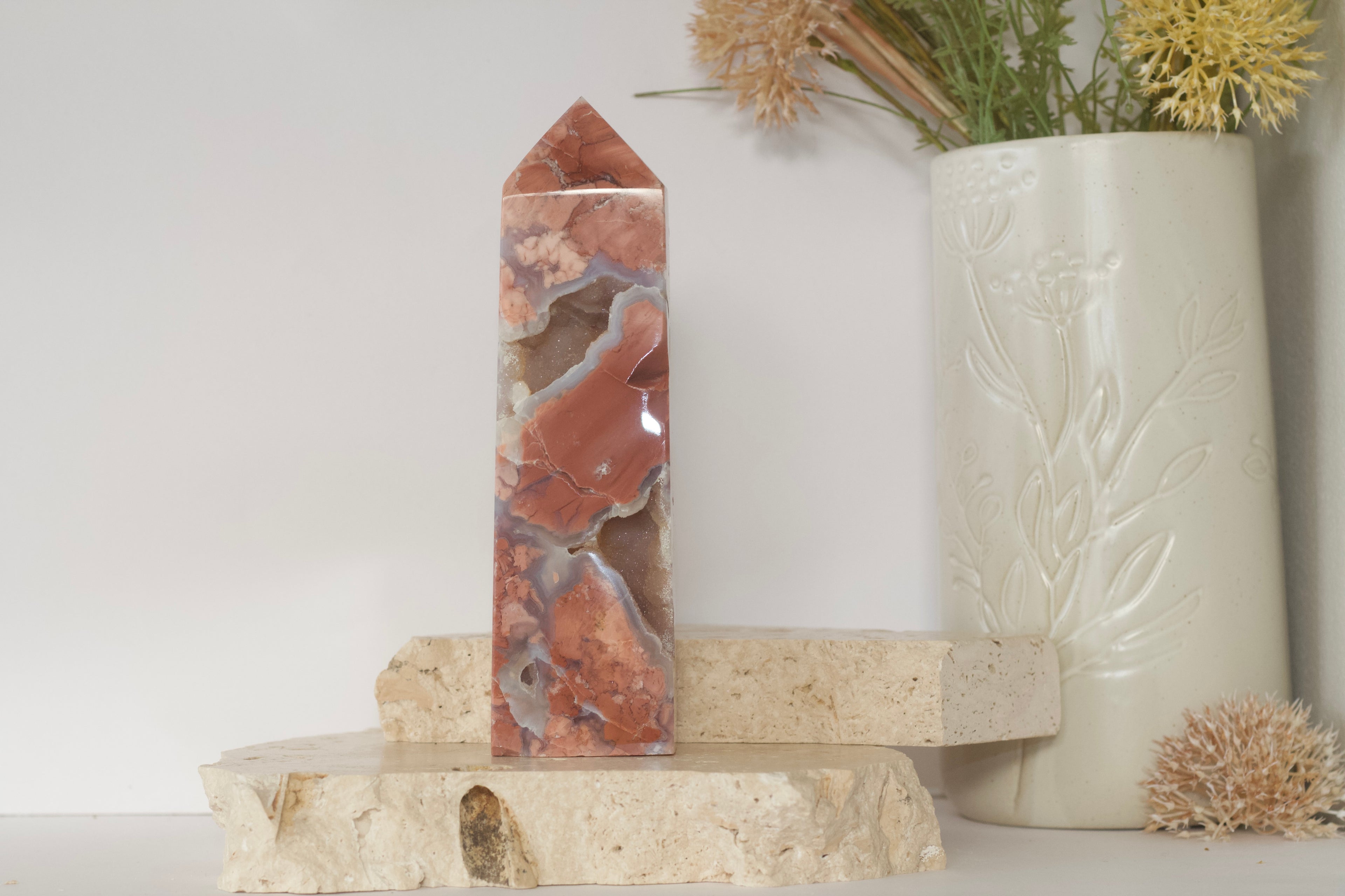 Pink Agate Towers 18cm