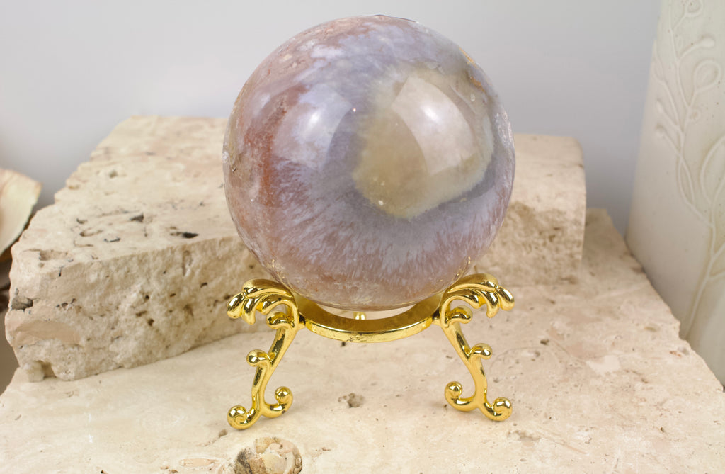 Pink Amethyst Sphere with Agate Inclusions 6.8cm