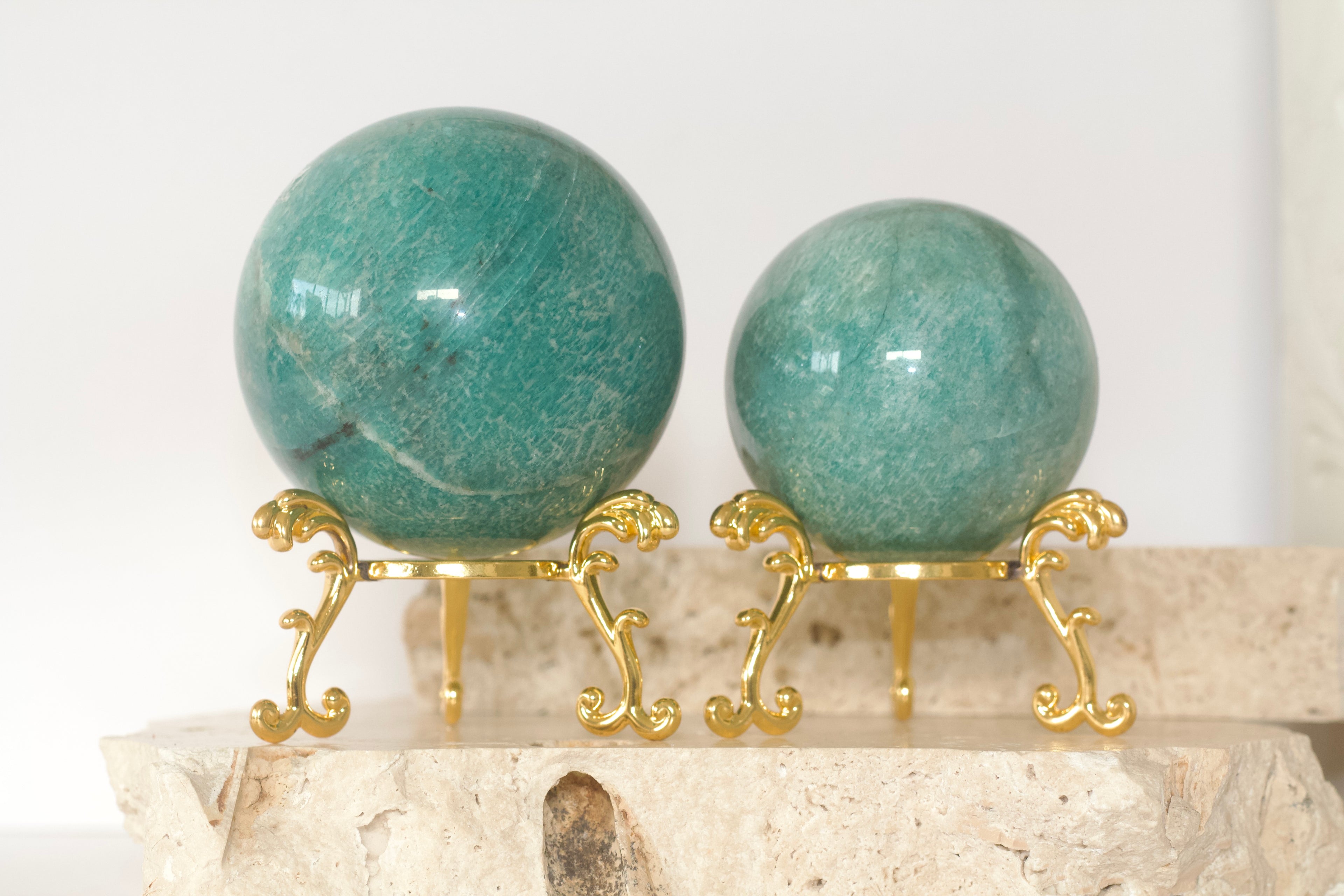 Amazonite Spheres 6.2cm & 7.4cm