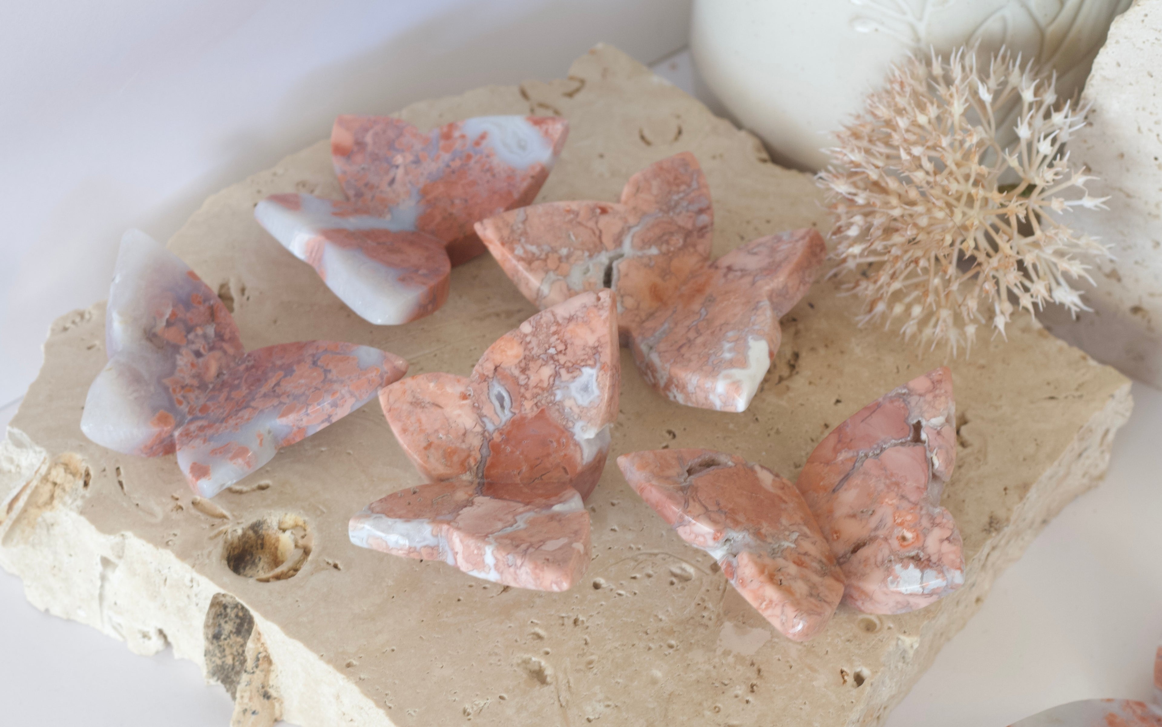 Pink Agate 3D Butterfly 5cm - 10cm