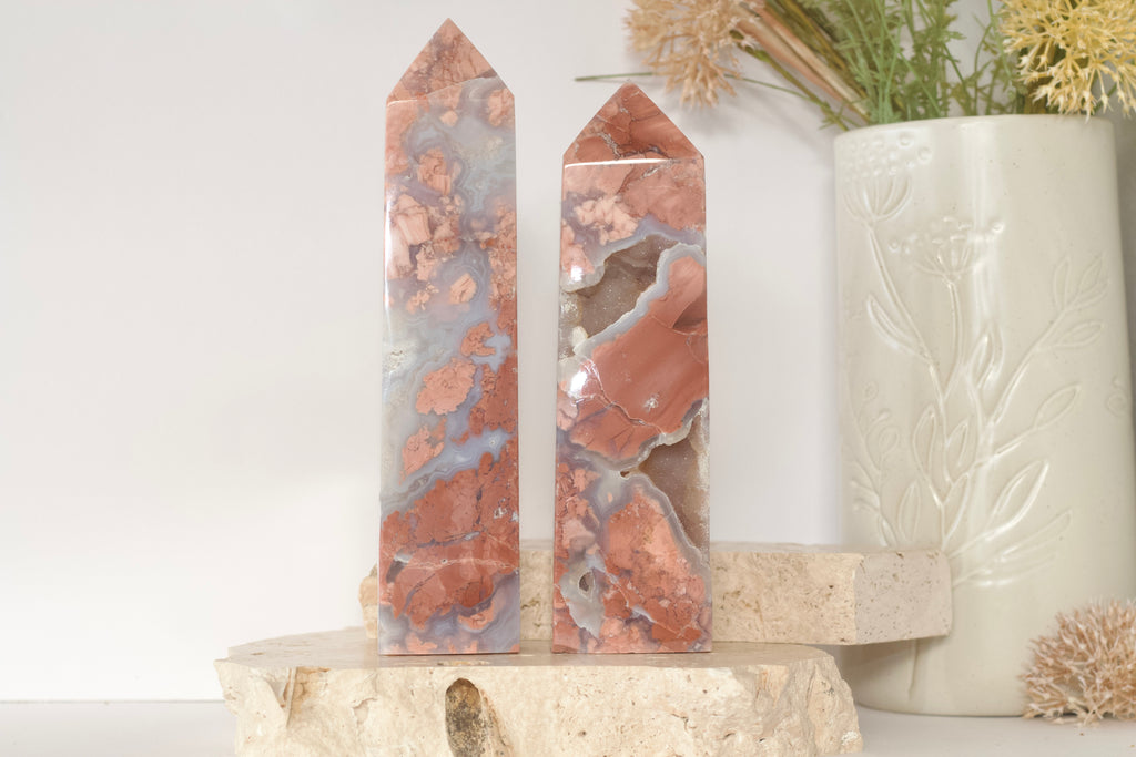Pink Agate Towers 18cm