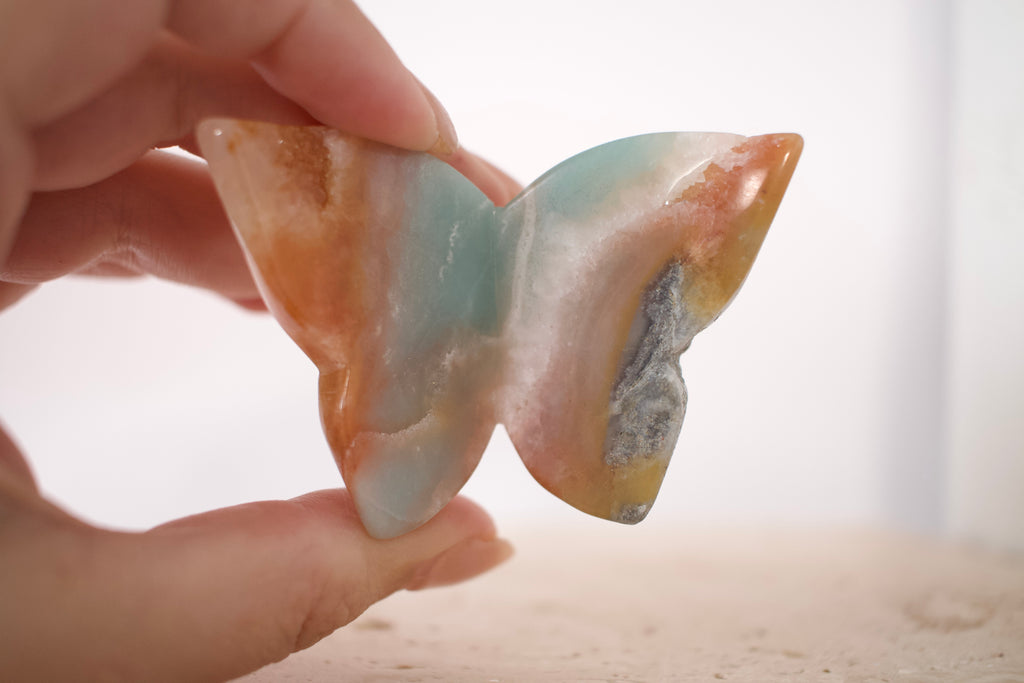 Caribben Calcite 3D Butterfly Carving 7cm