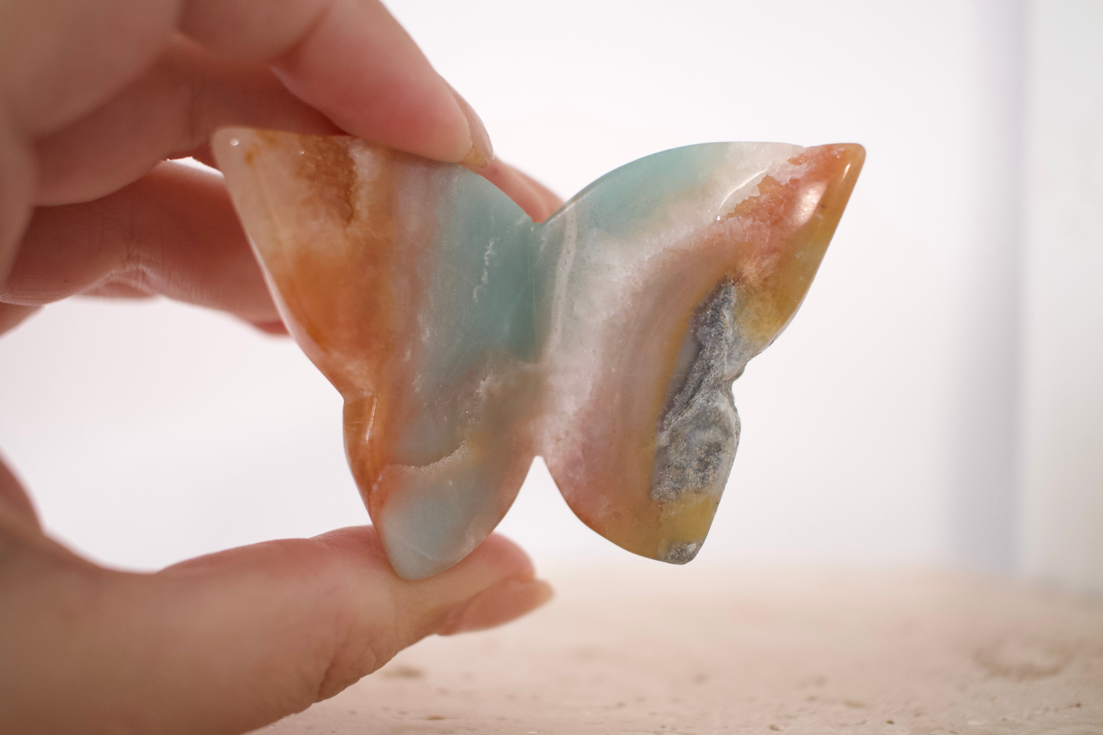 Caribben Calcite 3D Butterfly Carving 7cm