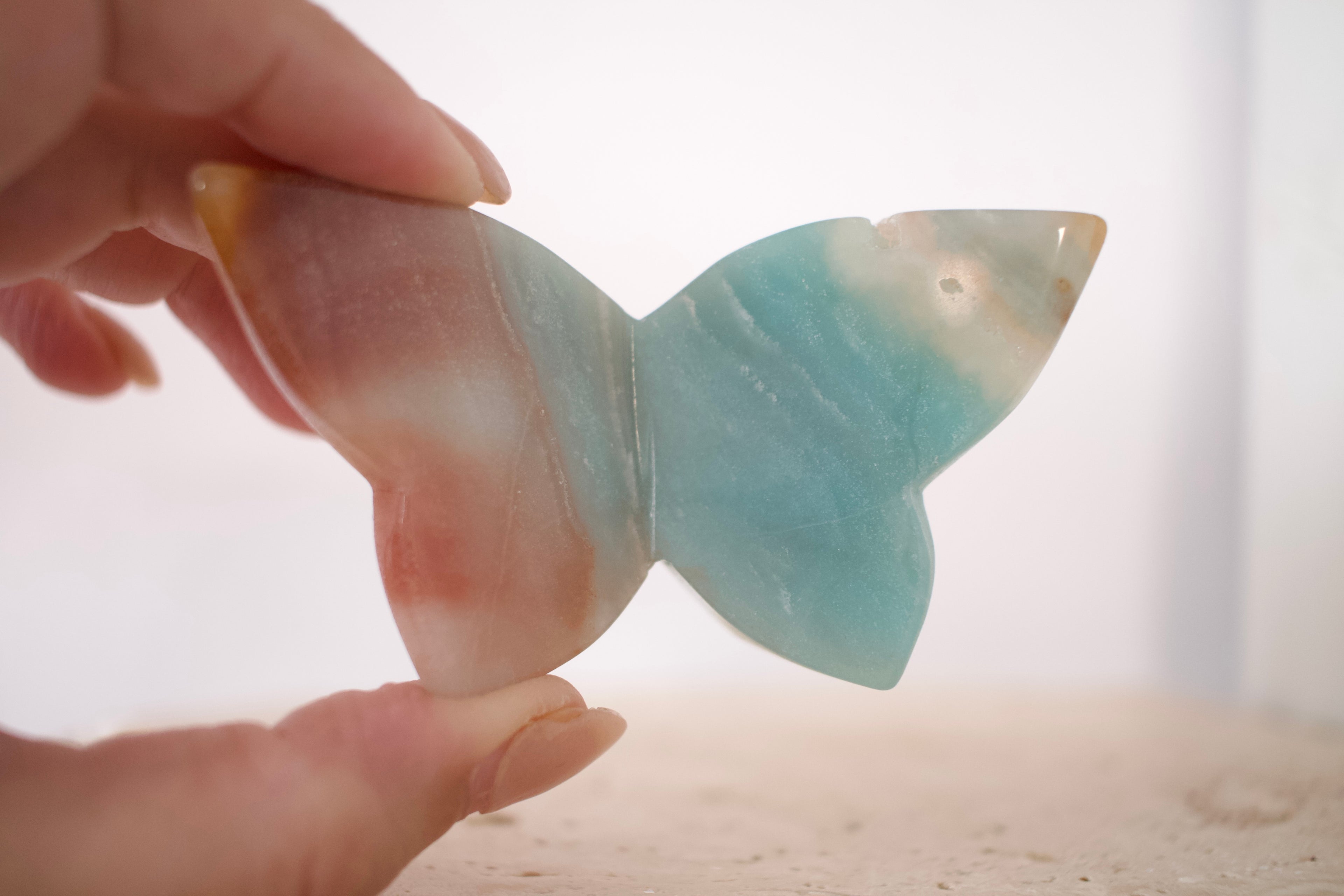 Caribben Calcite 3D Butterfly Carving 7cm