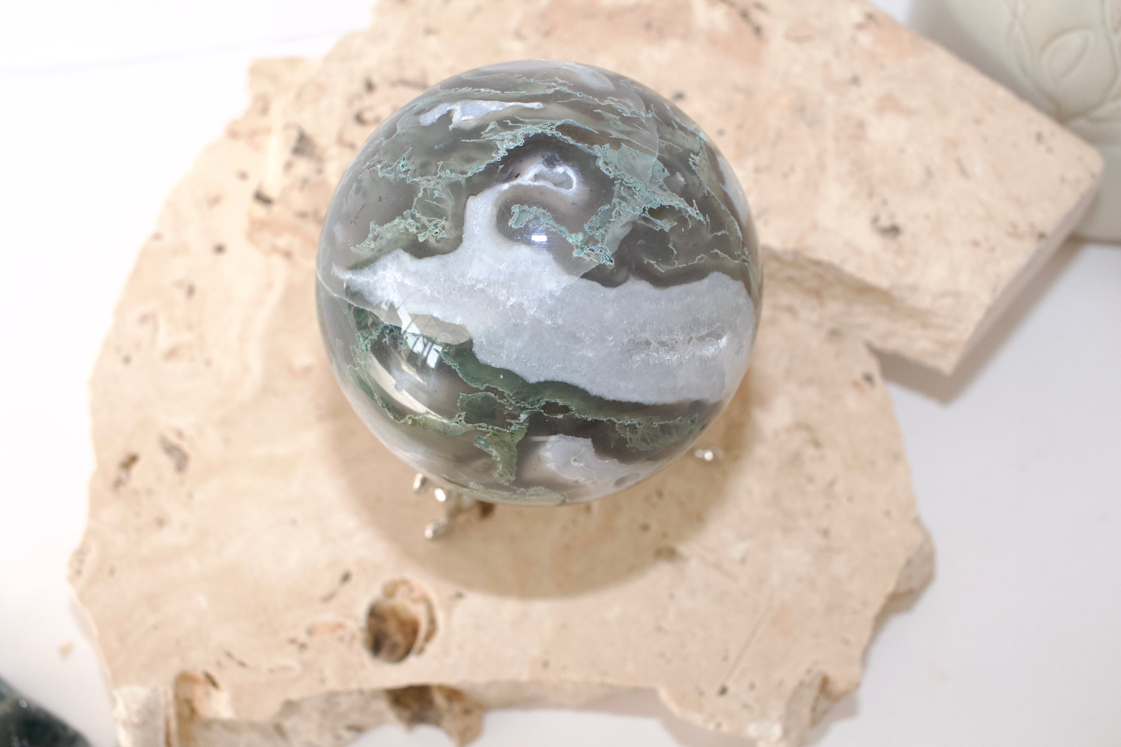 Moss Agate Statement Sphere 8cm