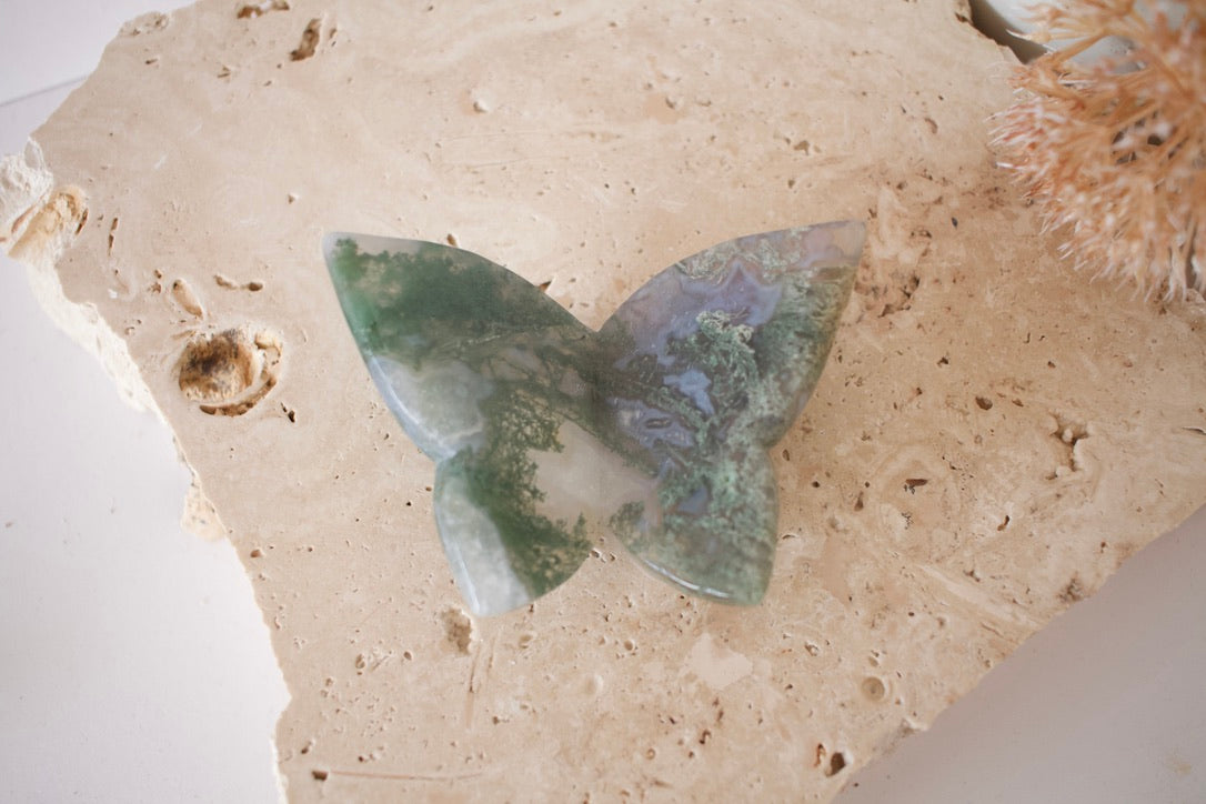 Moss Agate 3D Butterflies