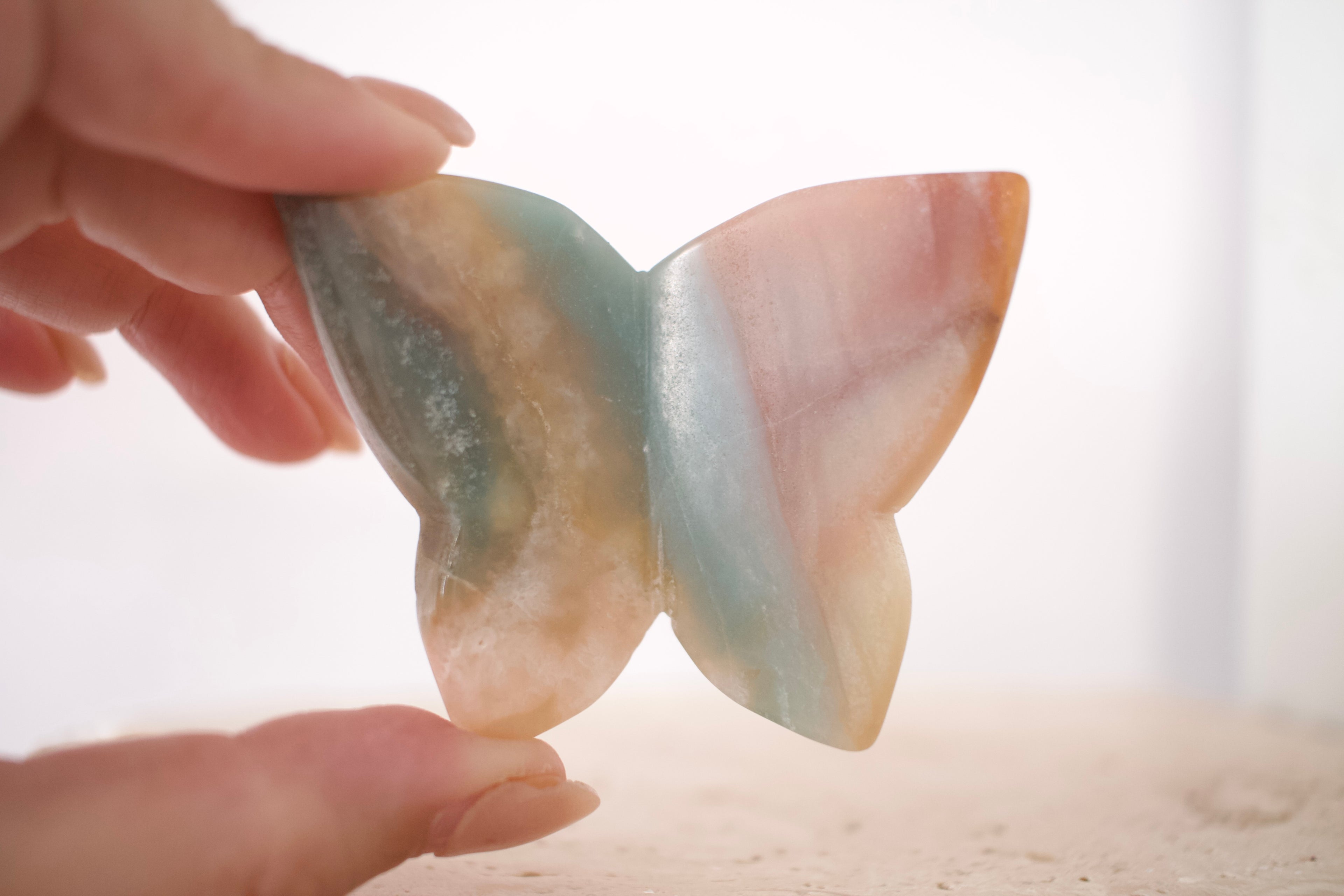 Caribben Calcite 3D Butterfly Carving 7cm