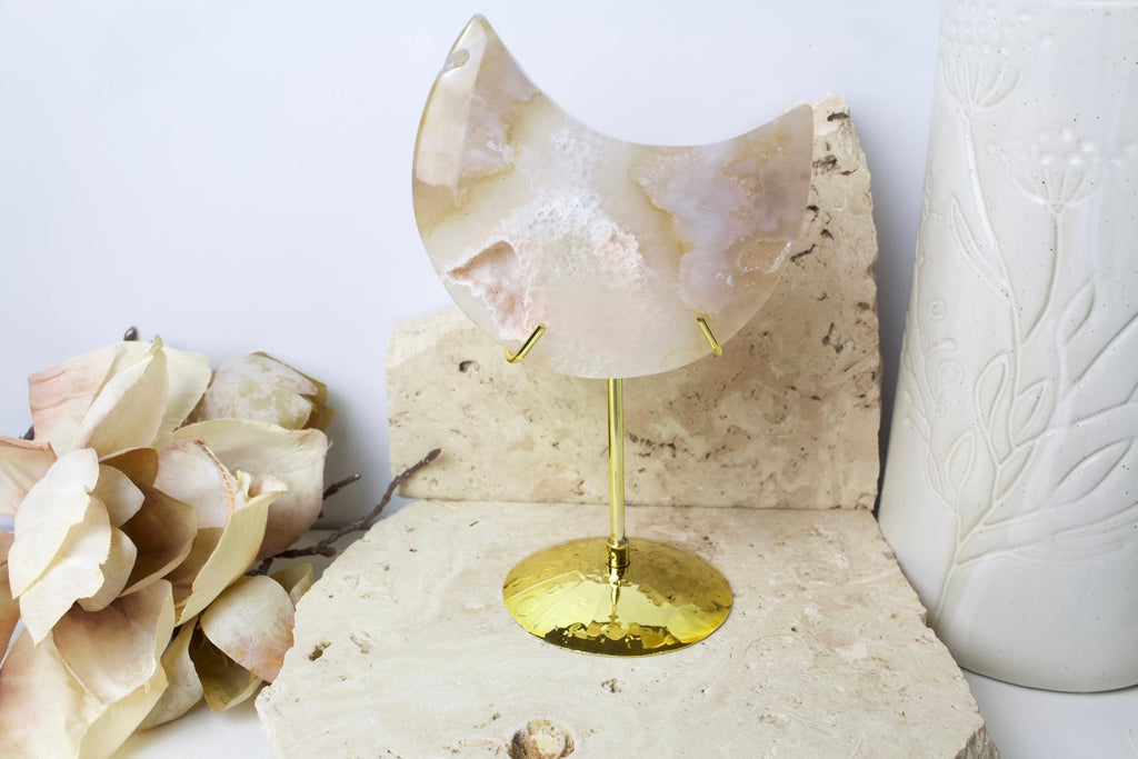 Flower Agate Moon 10cm