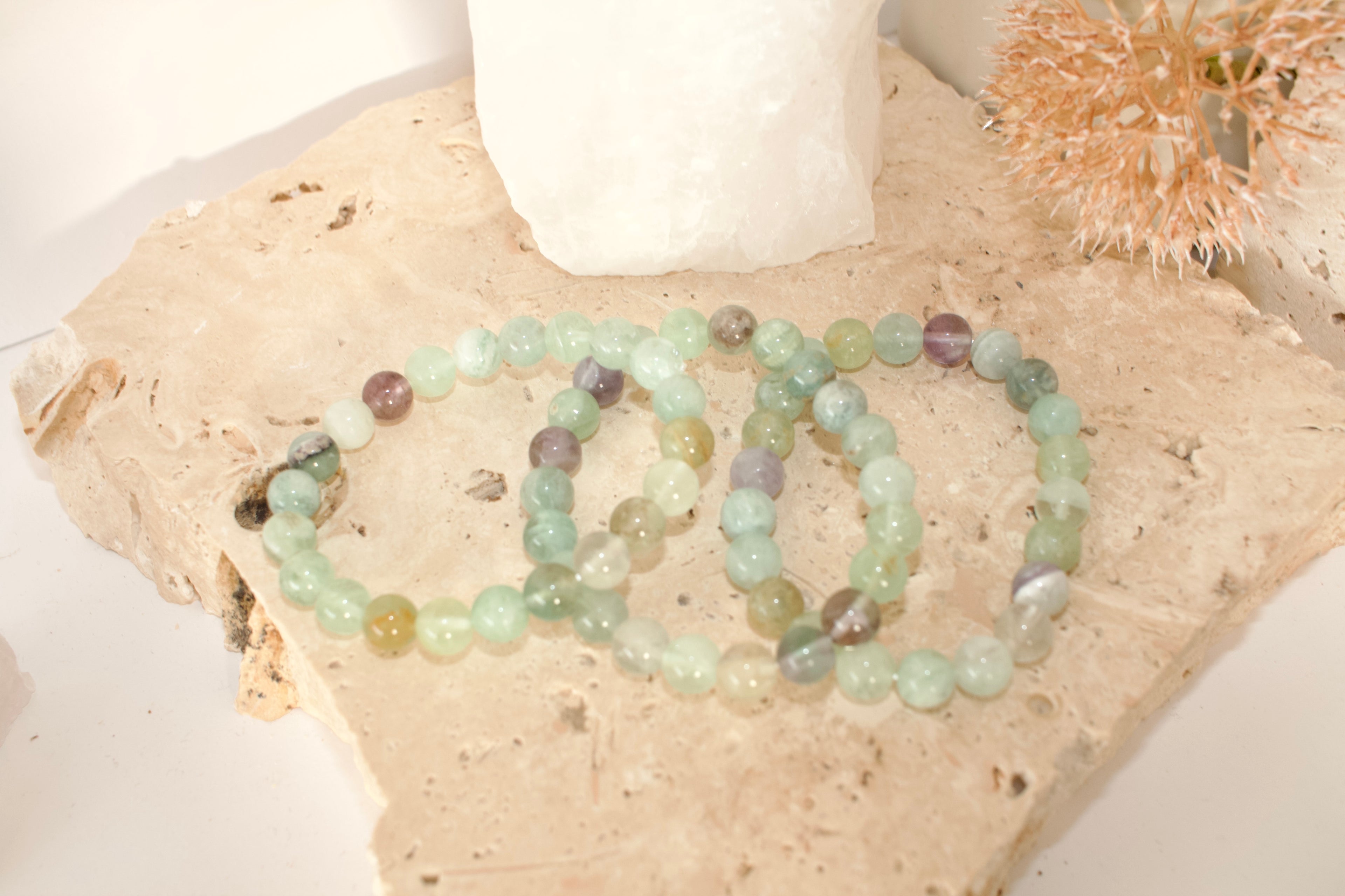 Fluorite Beaded Bracelet 8cm
