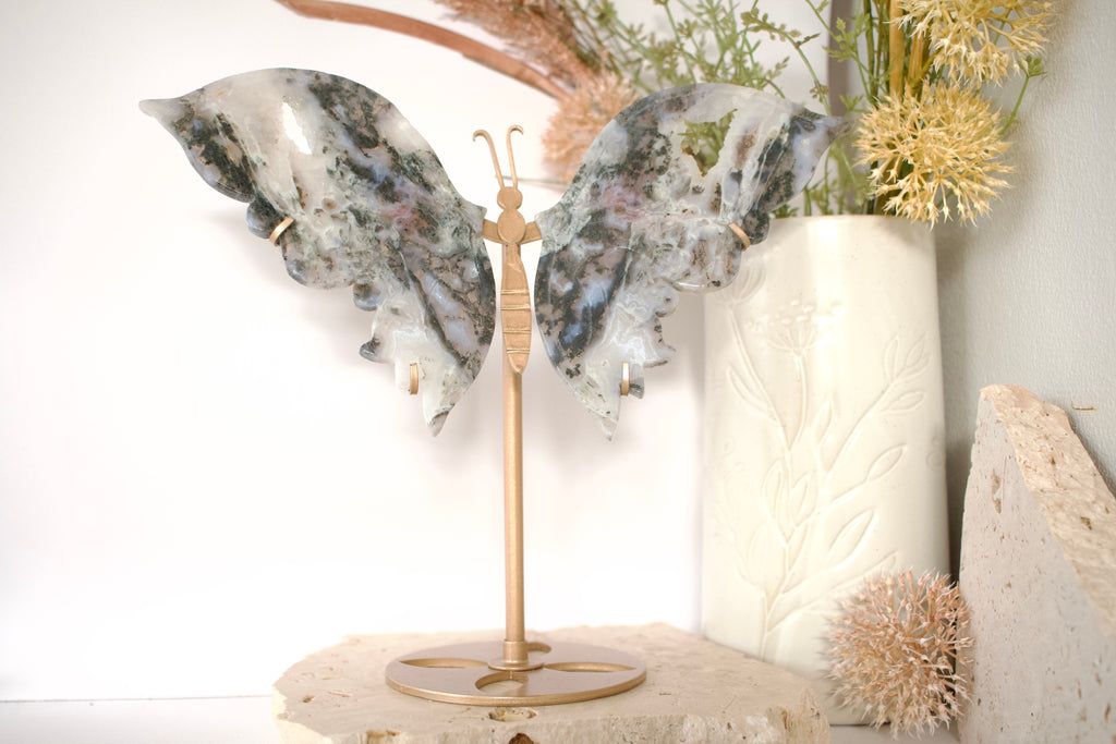 Large Moss Agate Wings 27cm