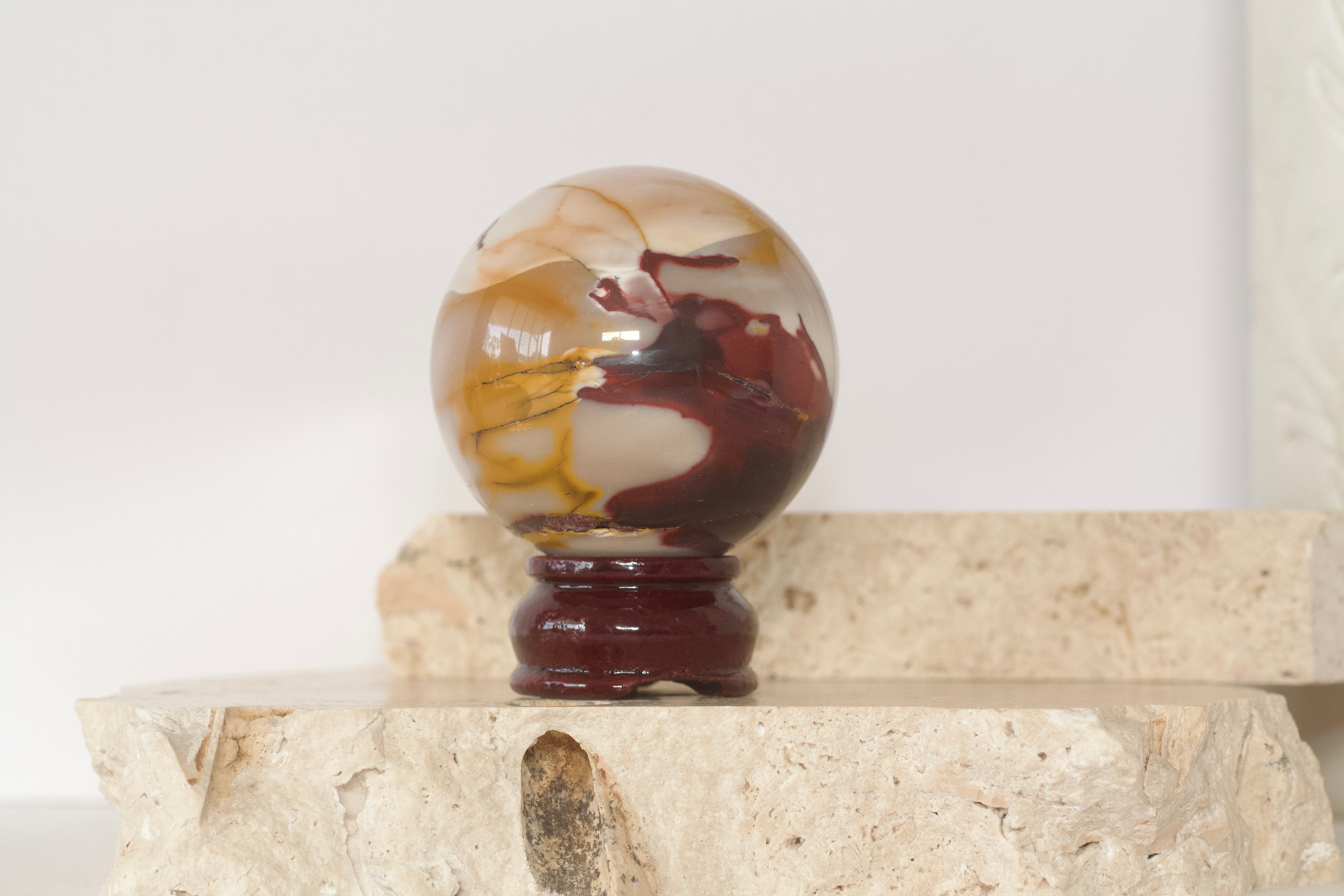 Mookaite Sphere Rich Red, Yellow and Cream  6.7cm