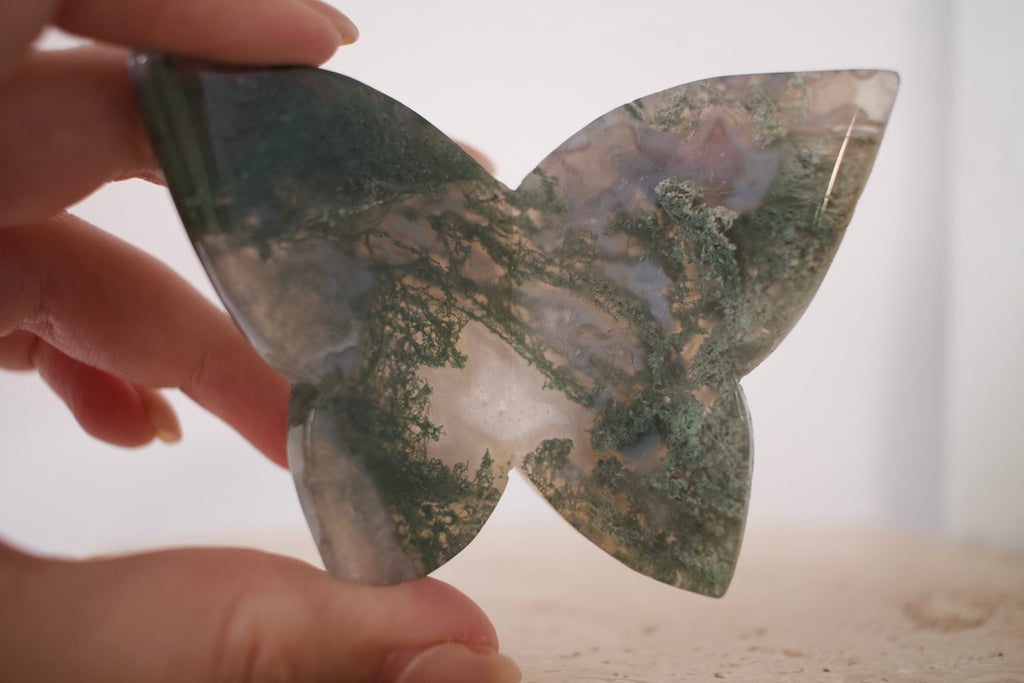 Moss Agate 3D Butterflies