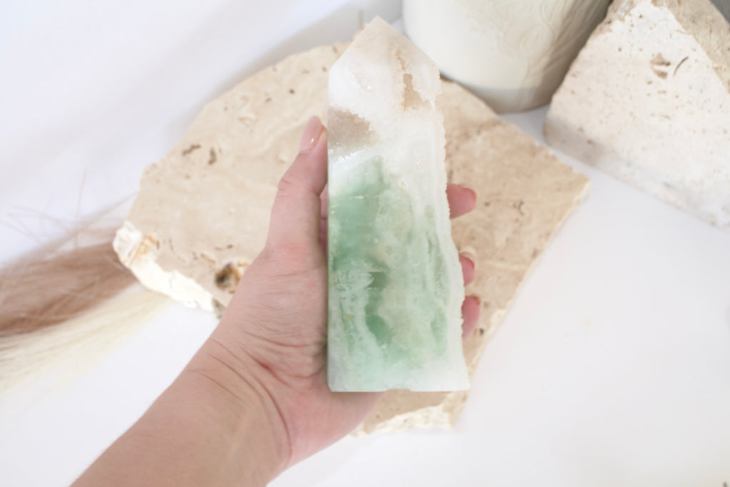 Fluorite Sugar Drusy Tower 15cm