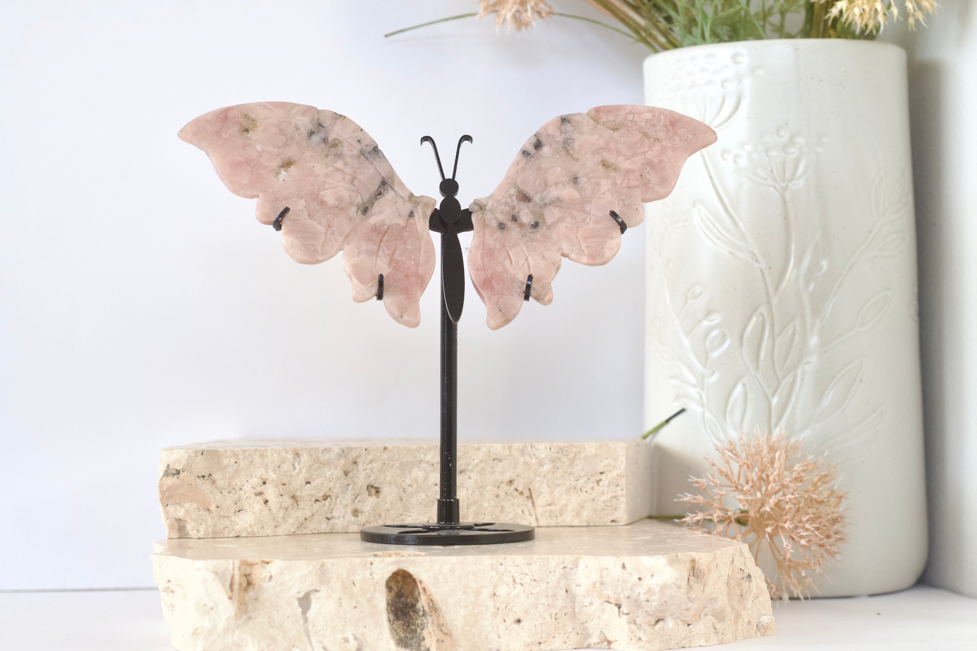 Pink Amethyst Wings on Stand 19cm