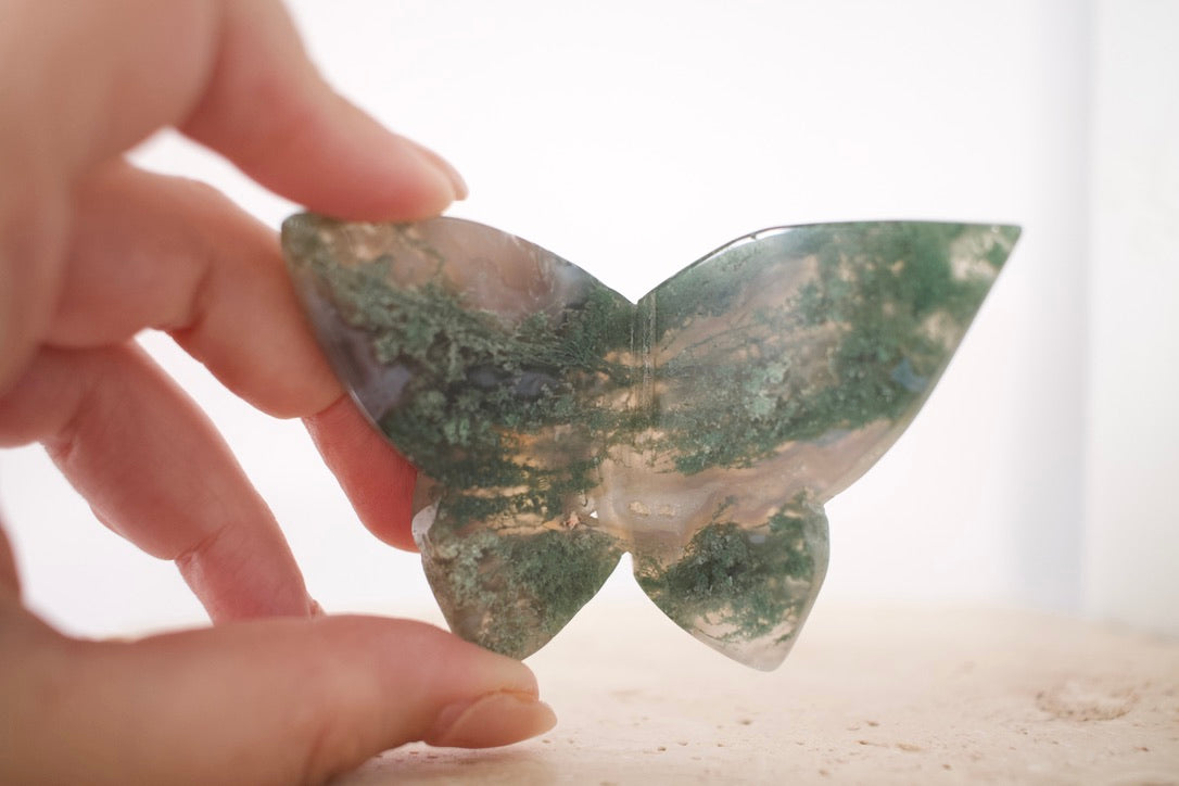 Moss Agate 3D Butterflies