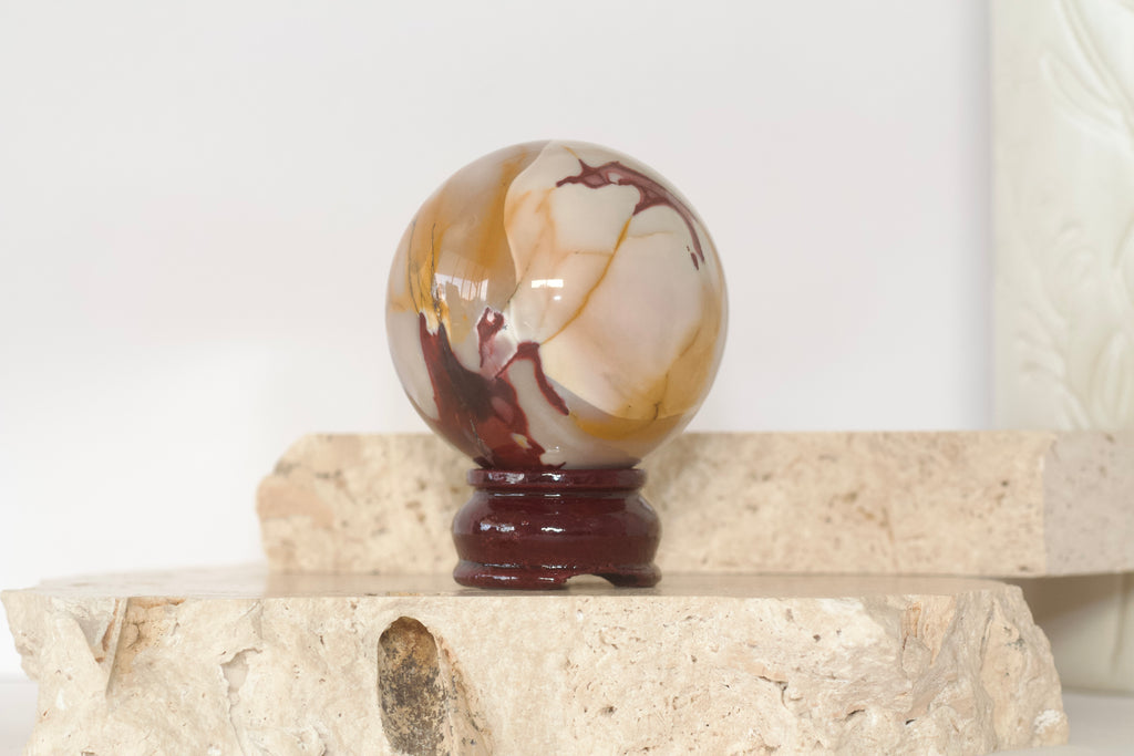 Mookaite Sphere Rich Red, Yellow and Cream  6.7cm
