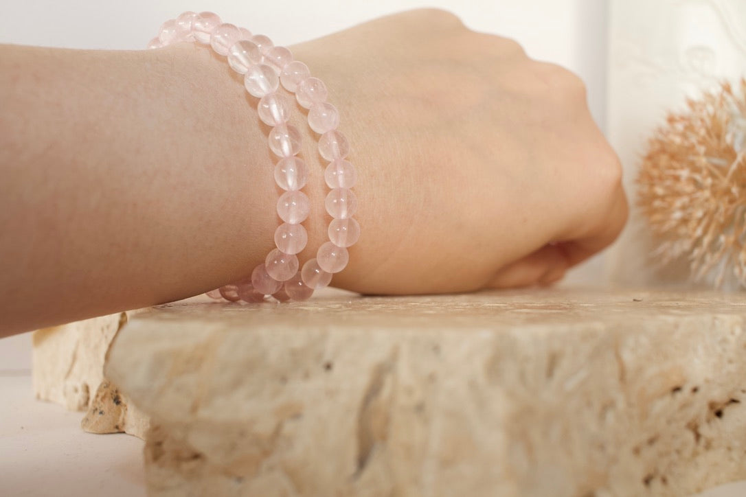 Rose Quartz Beaded Bracelet 6cm