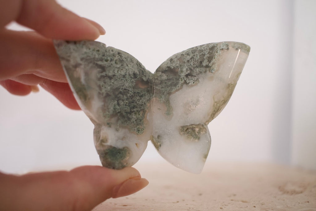 Moss Agate 3D Butterflies