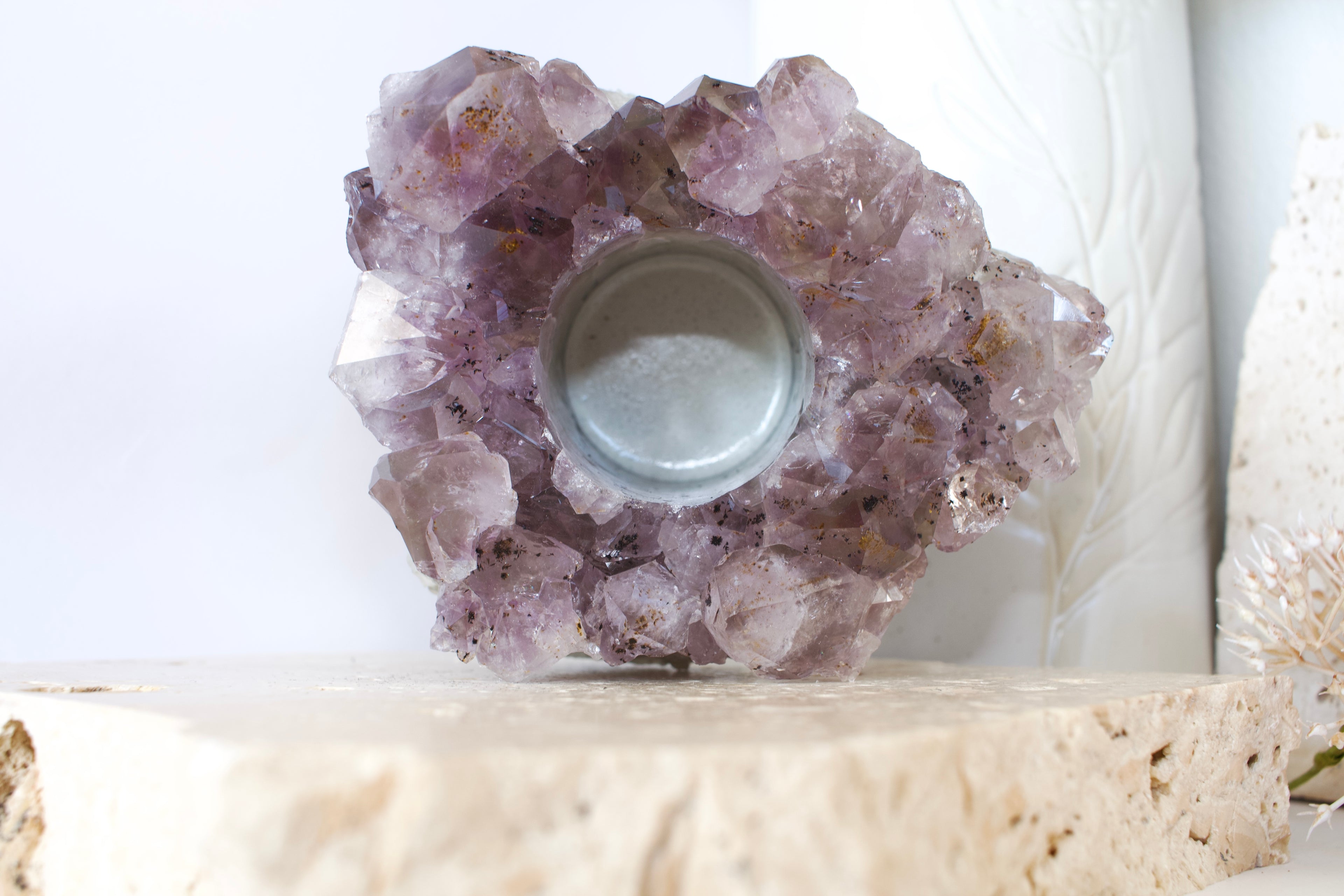 Amethyst Tea Light Candle Holder 12cm