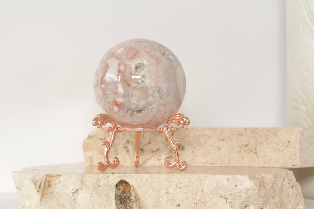 Pink & Purple Amethyst, Flower Agate 🌸 and Quartz Sphere 6.7cm