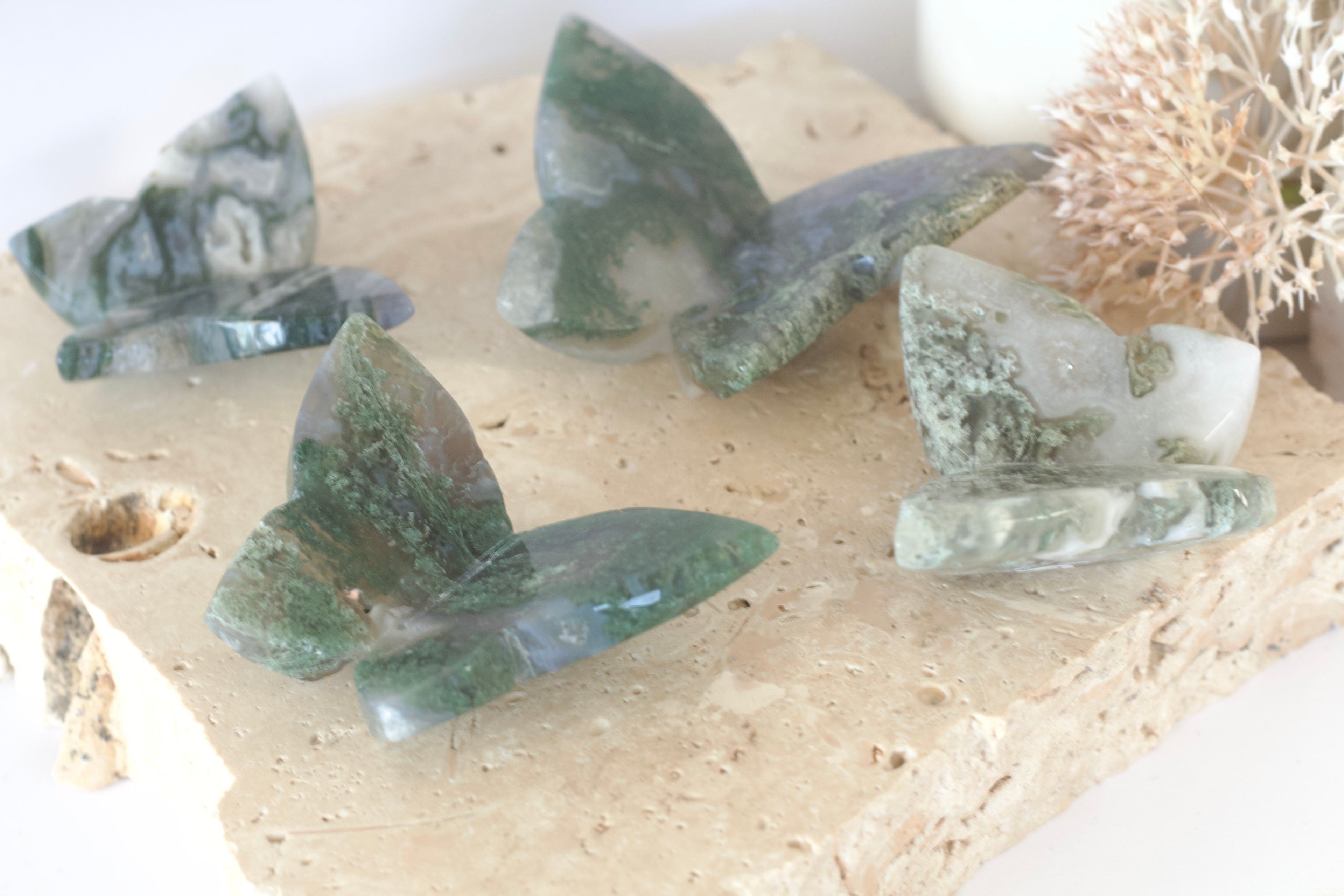 Moss Agate 3D Butterflies