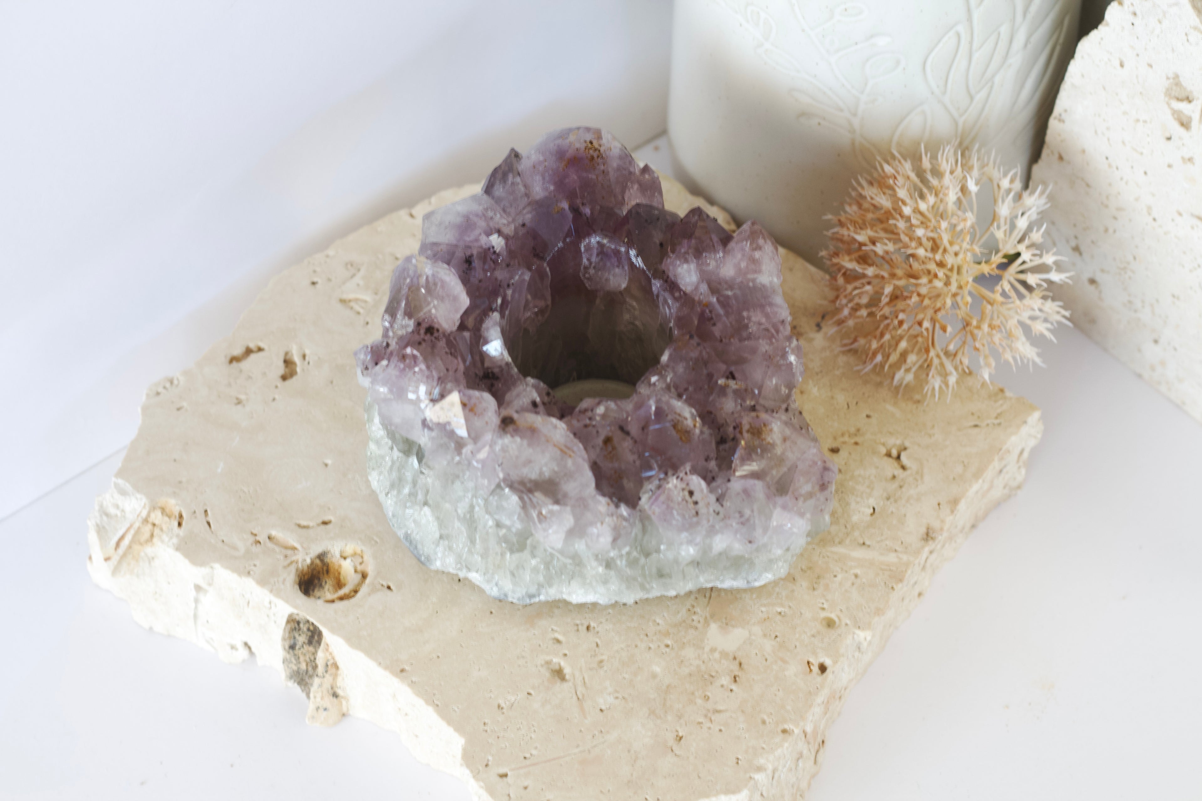 Amethyst Tea Light Candle Holder 12cm