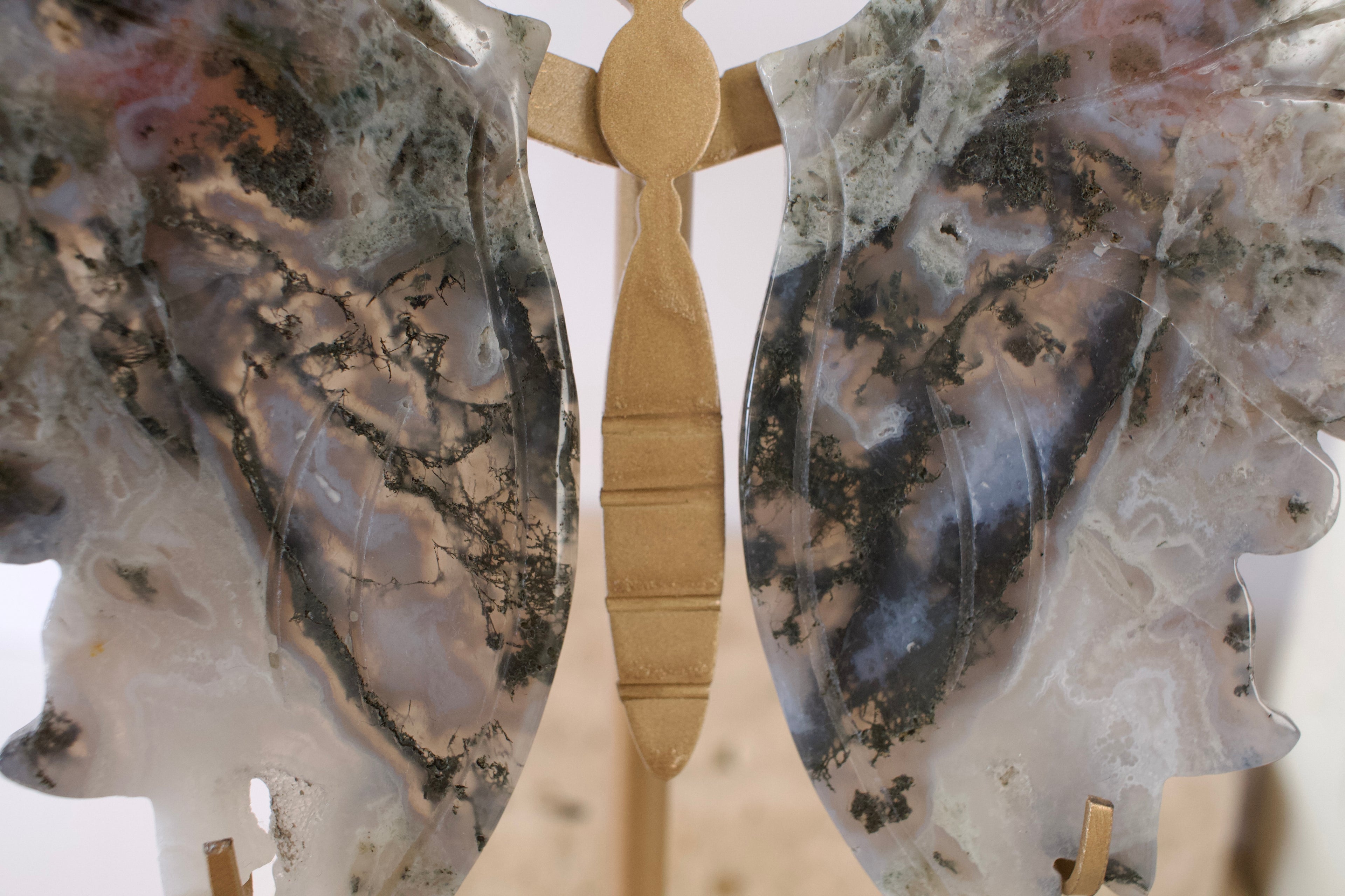 Large Moss Agate Wings 27cm