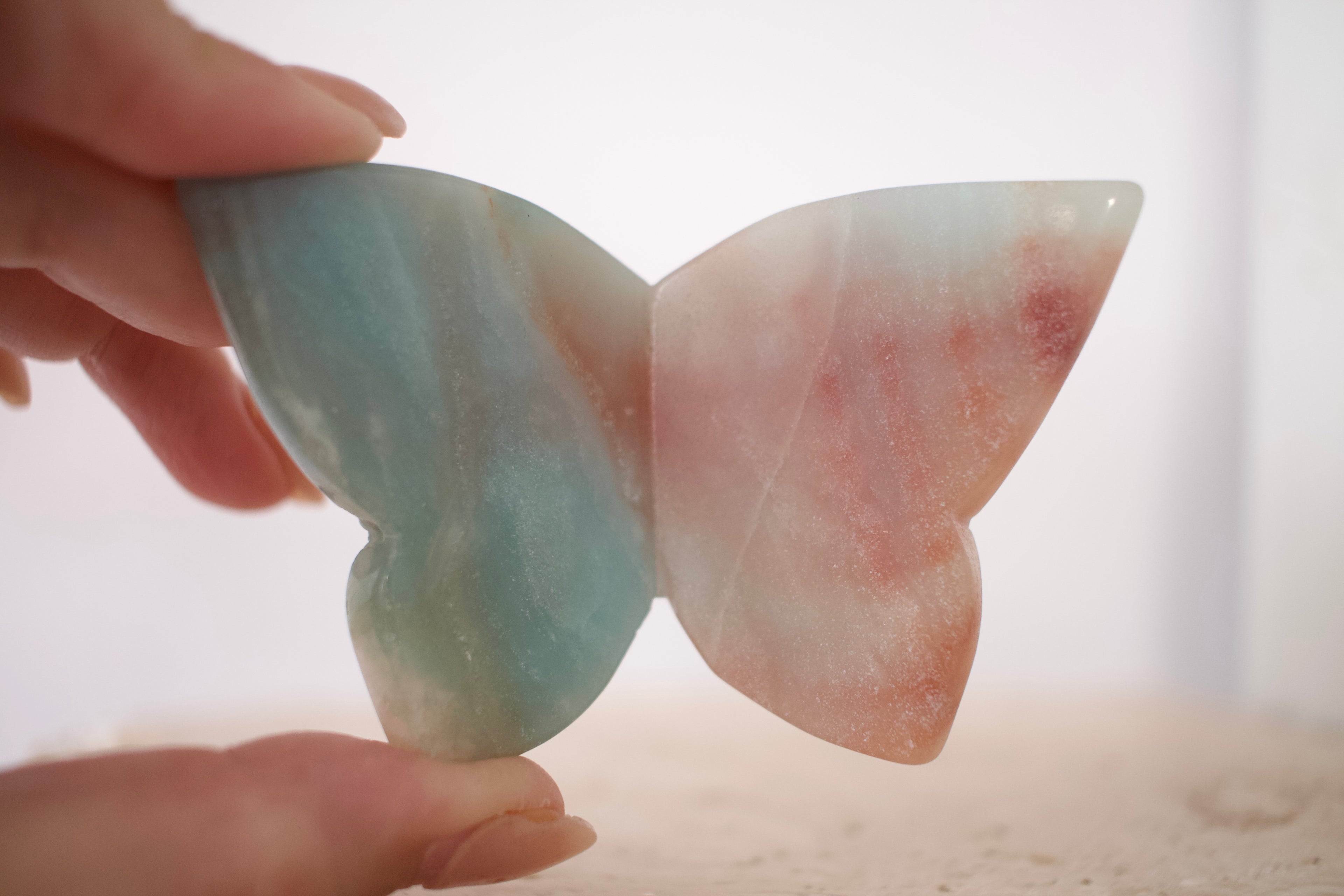 Caribben Calcite 3D Butterfly Carving 7cm