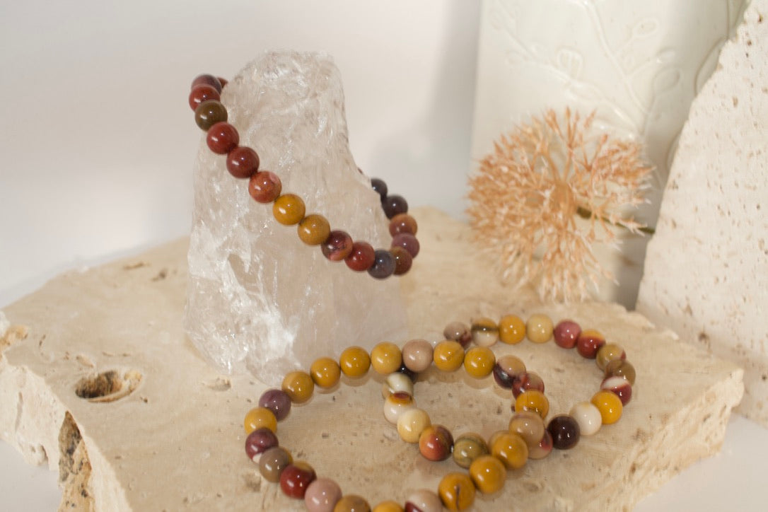 Mookaite Beaded Bracelet 8cm