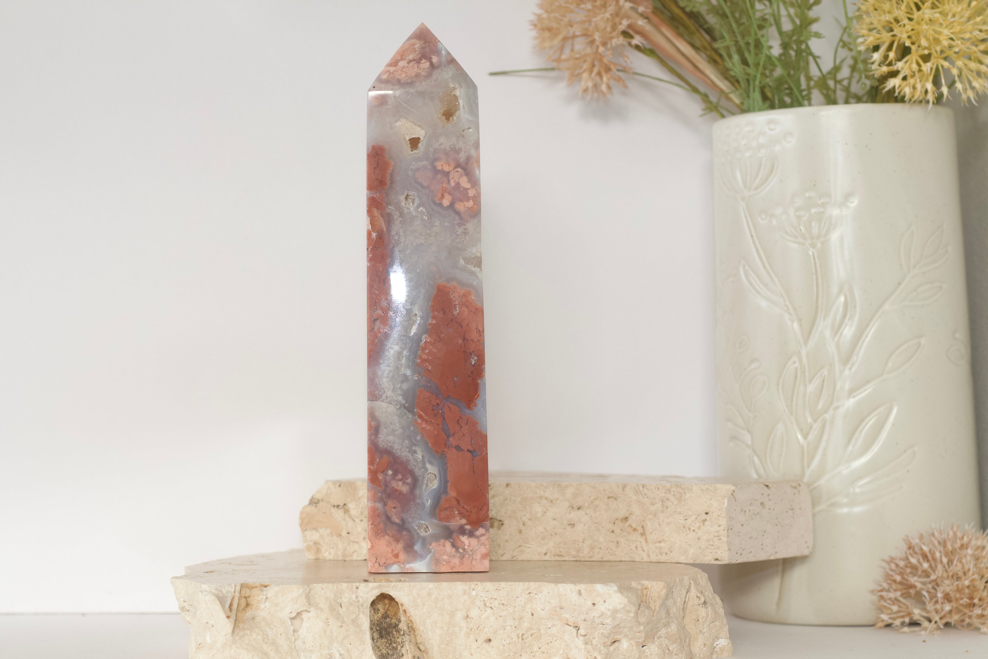 Pink Agate Towers 18cm
