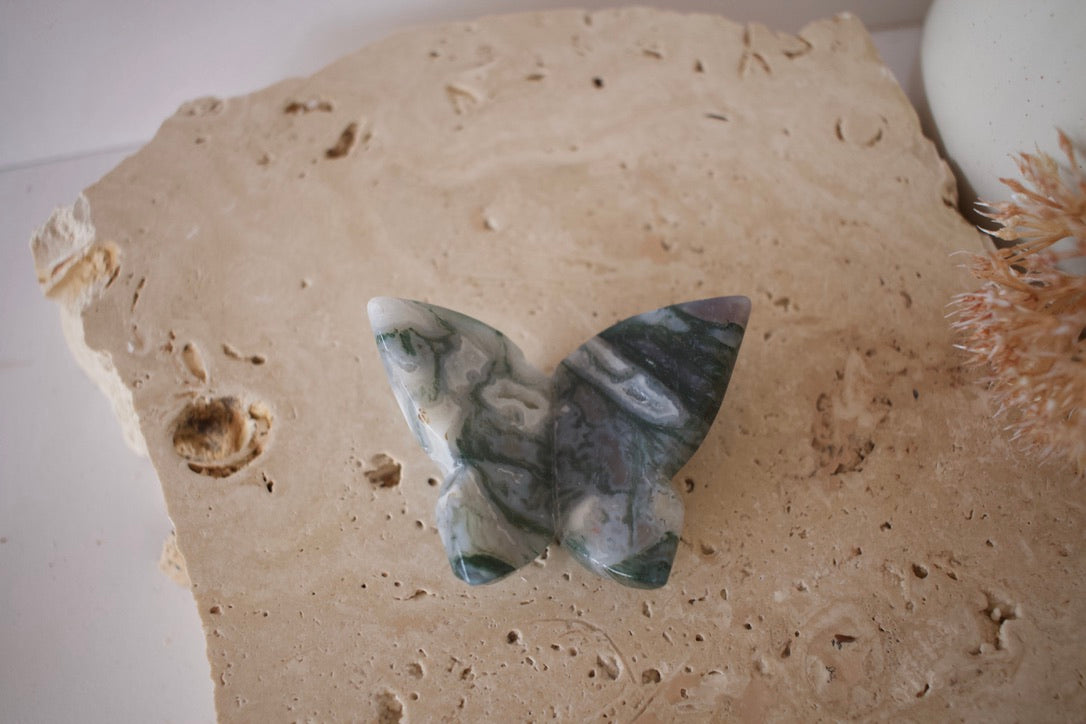 Moss Agate 3D Butterflies