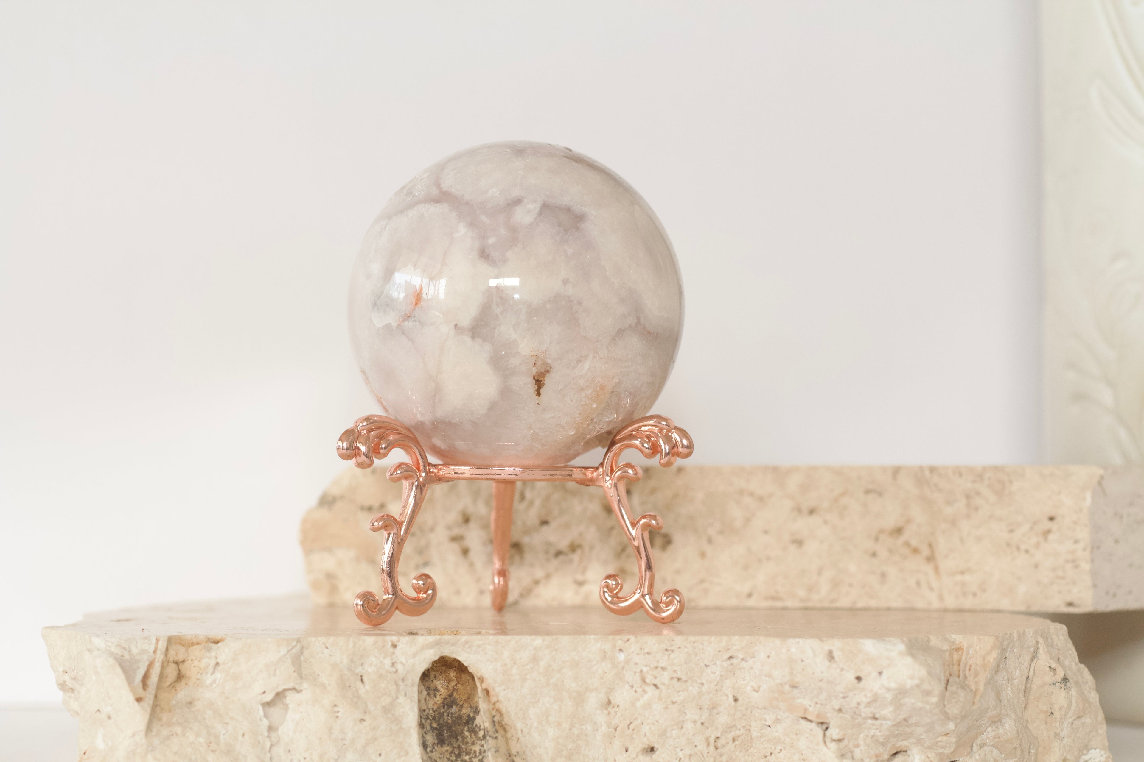 Pink & Purple Amethyst, Flower Agate 🌸 and Quartz Sphere 6.7cm