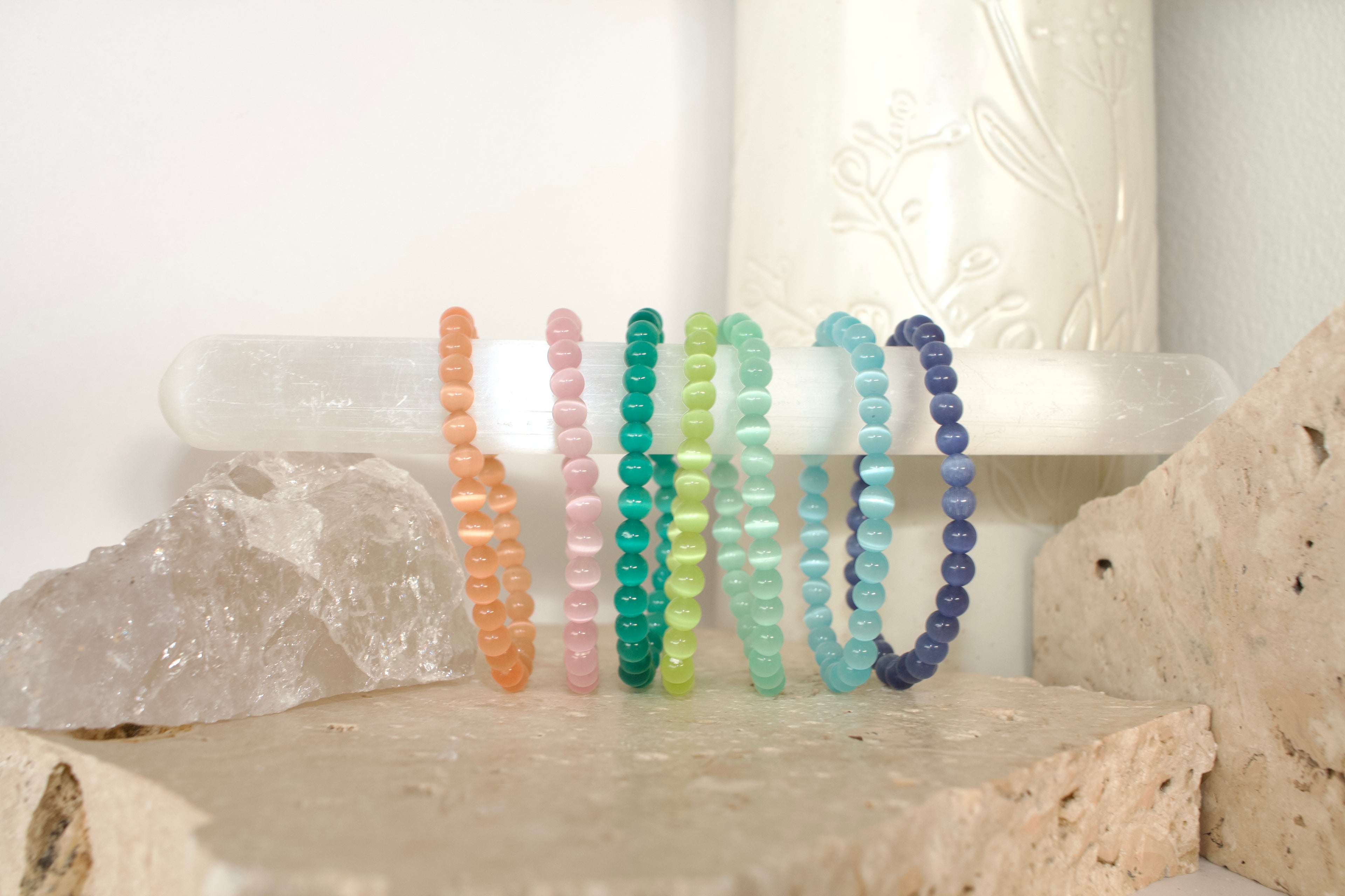 Selenite Beaded Bracelets 6cm