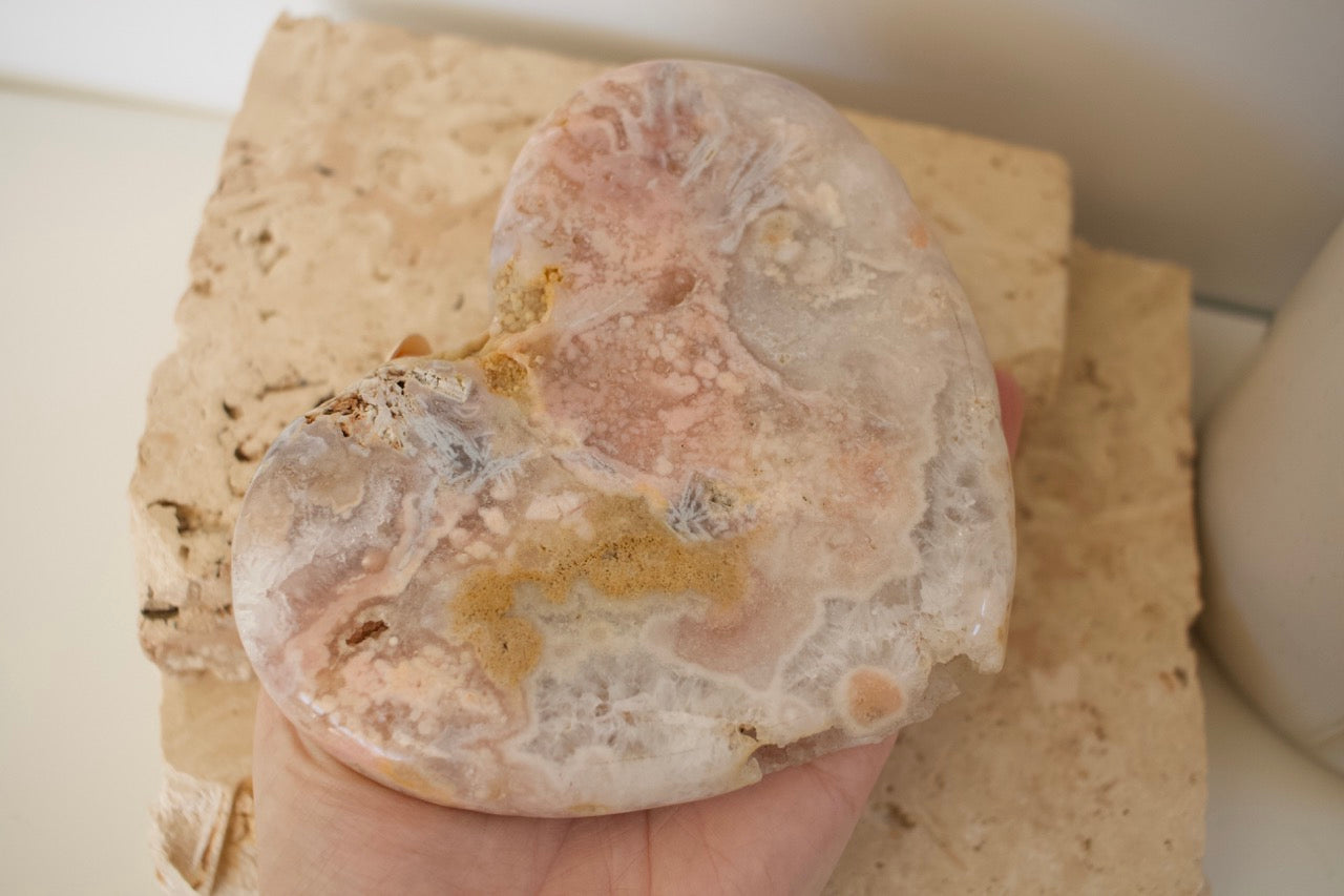 Large Pink Amethyst Heart on Stand 13.3cm