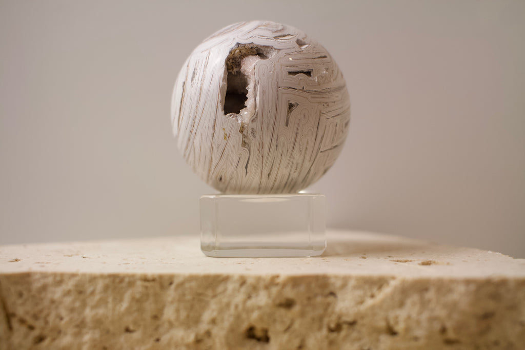 White Crazy Lace Agate Sphere 5.4cm