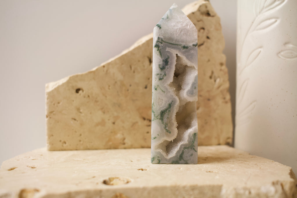 Moss Tower w/ Sugar Drusy 11.5cm