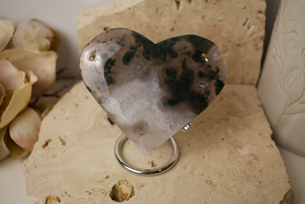Moss Agate Heart 10cm