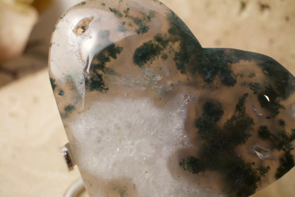 Moss Agate Heart 10cm