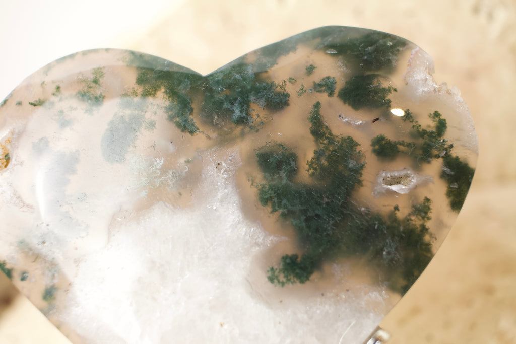 Moss Agate Heart 10cm