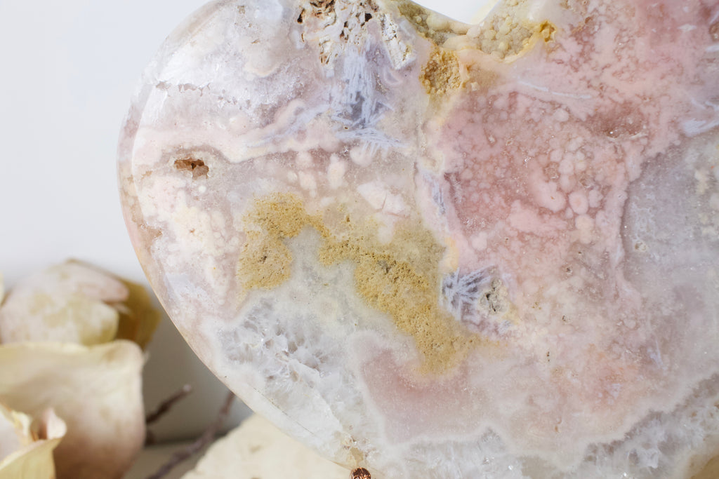 Large Pink Amethyst Heart on Stand 13.3cm