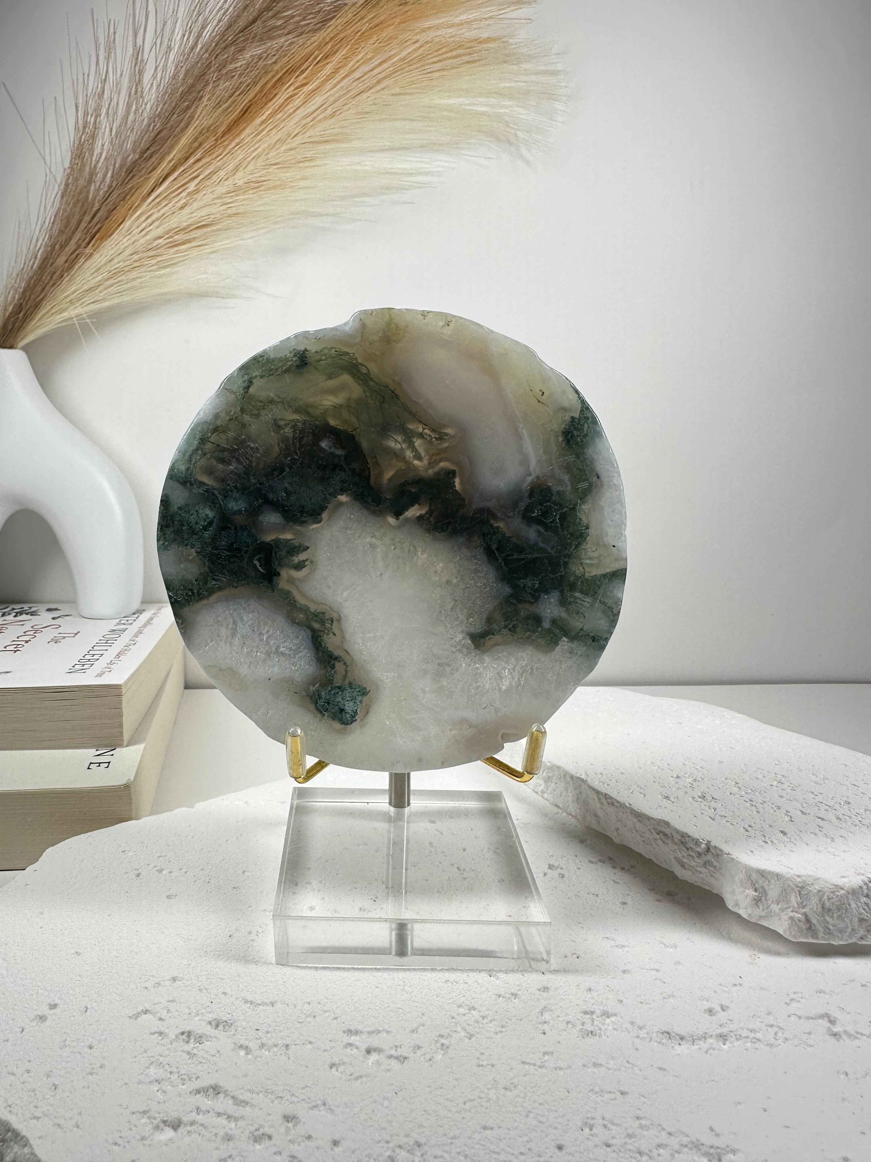 Moss Agate Shallow Bowl 10.5cm