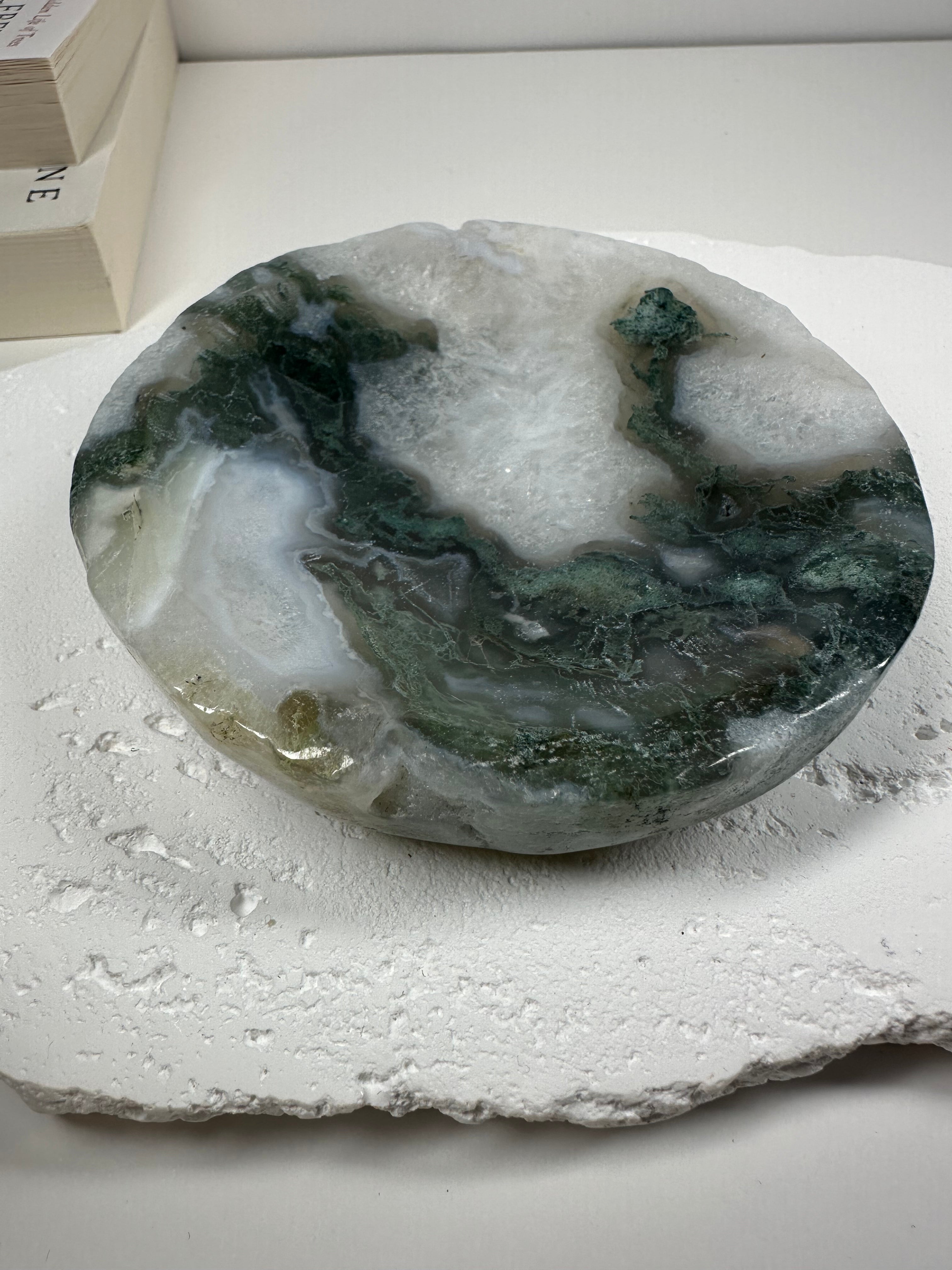 Moss Agate Shallow Bowl 10.5cm