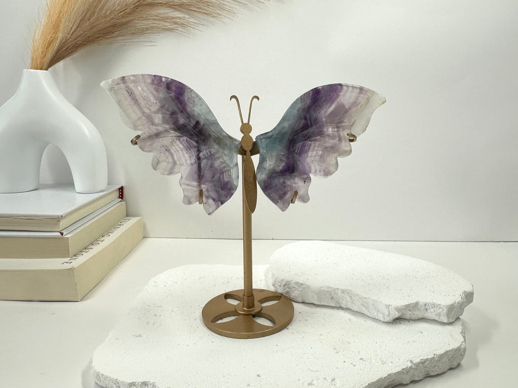 Fluorite Butterfly Wings on Stand 16.5cm