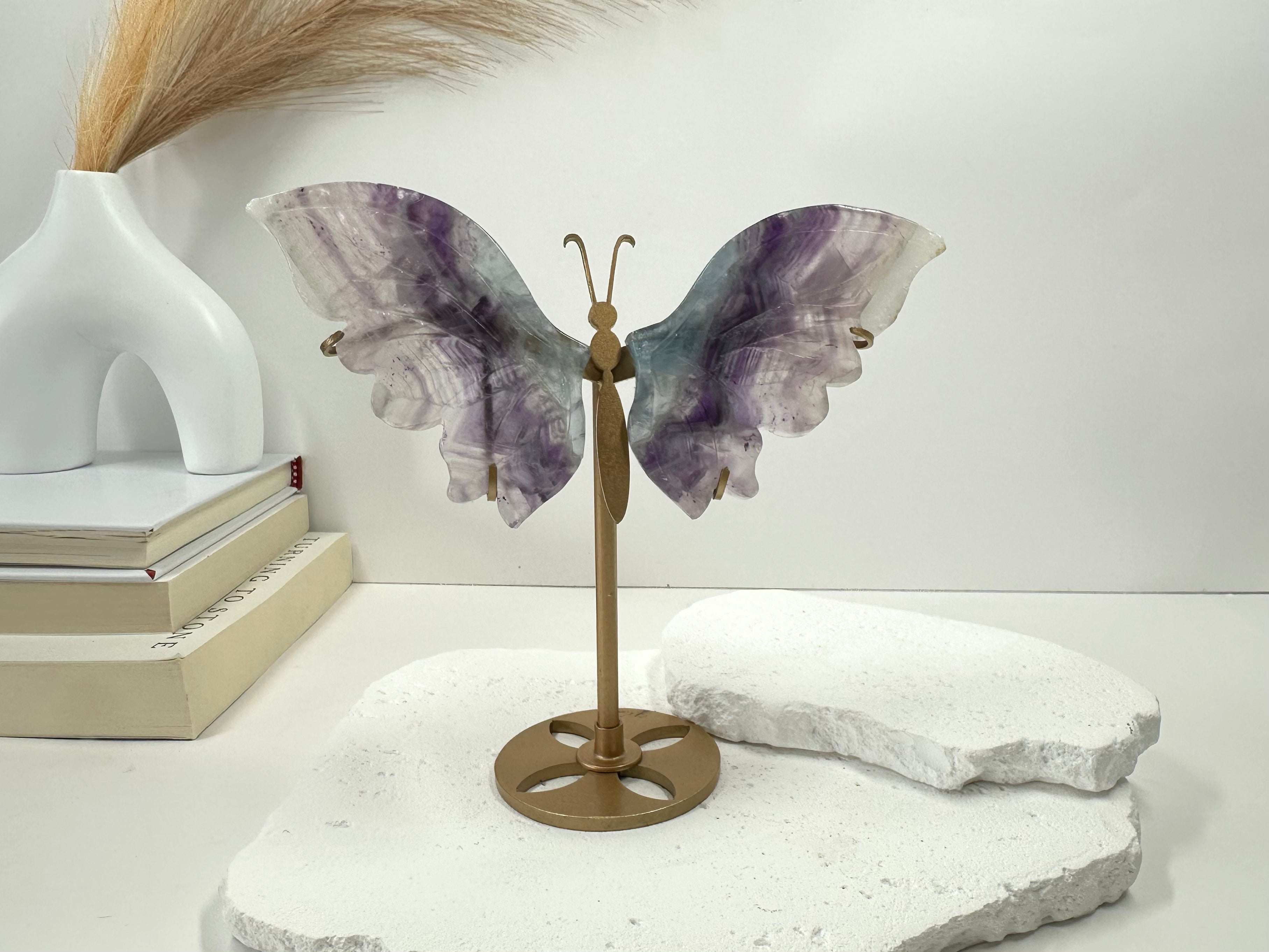 Fluorite Butterfly Wings on Stand 16.5cm