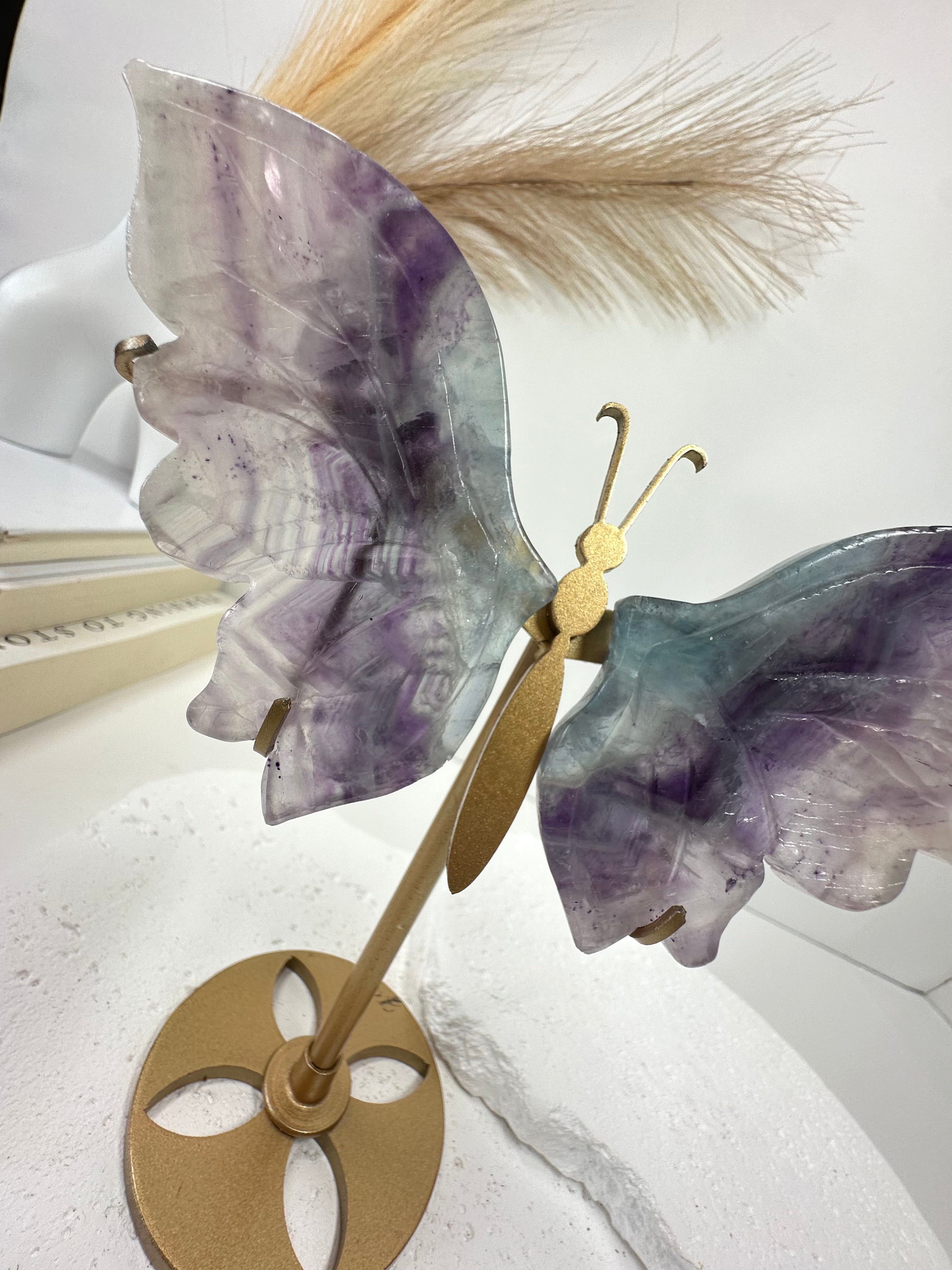 Fluorite Butterfly Wings on Stand 16.5cm