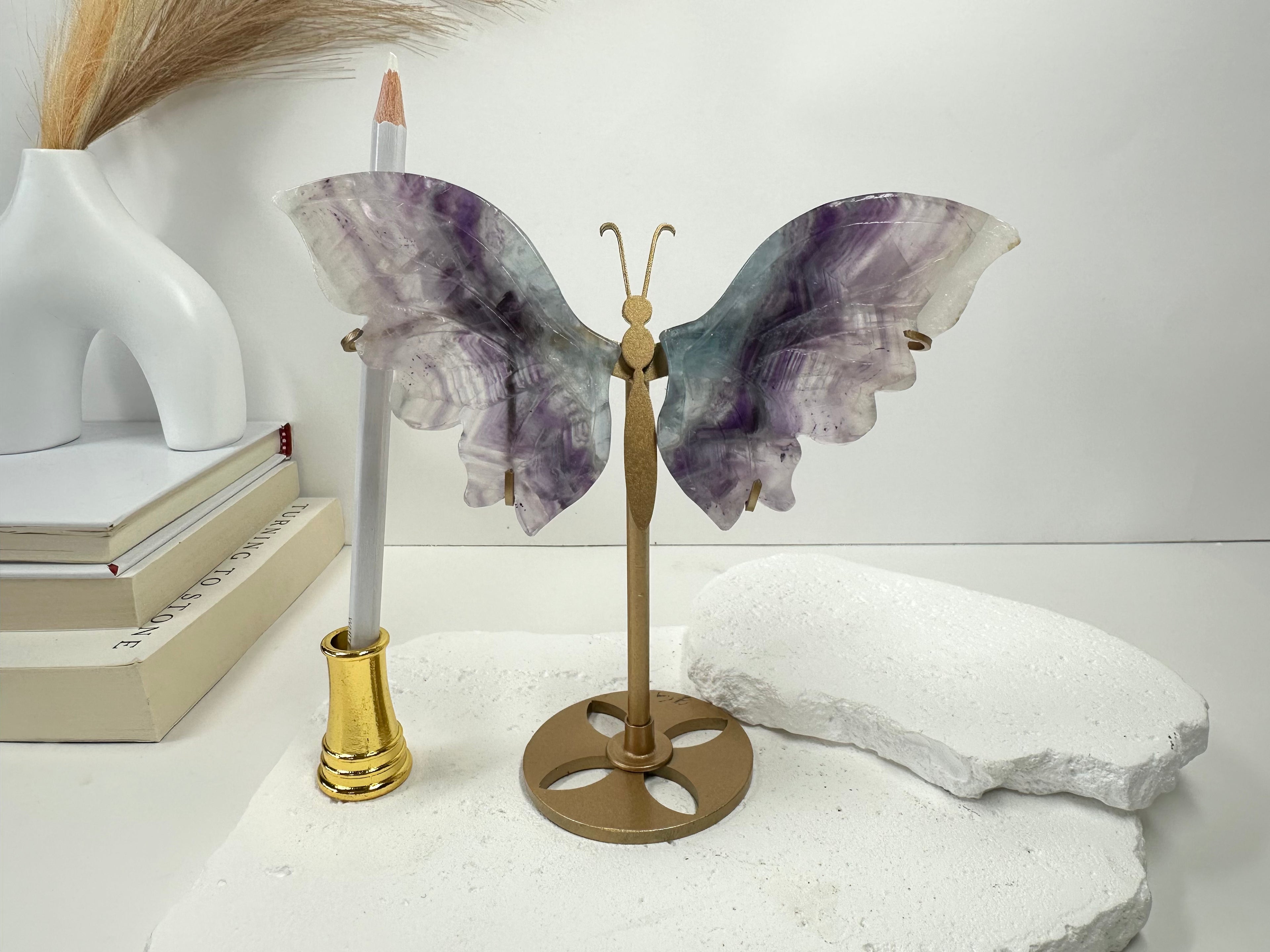Fluorite Butterfly Wings on Stand 16.5cm