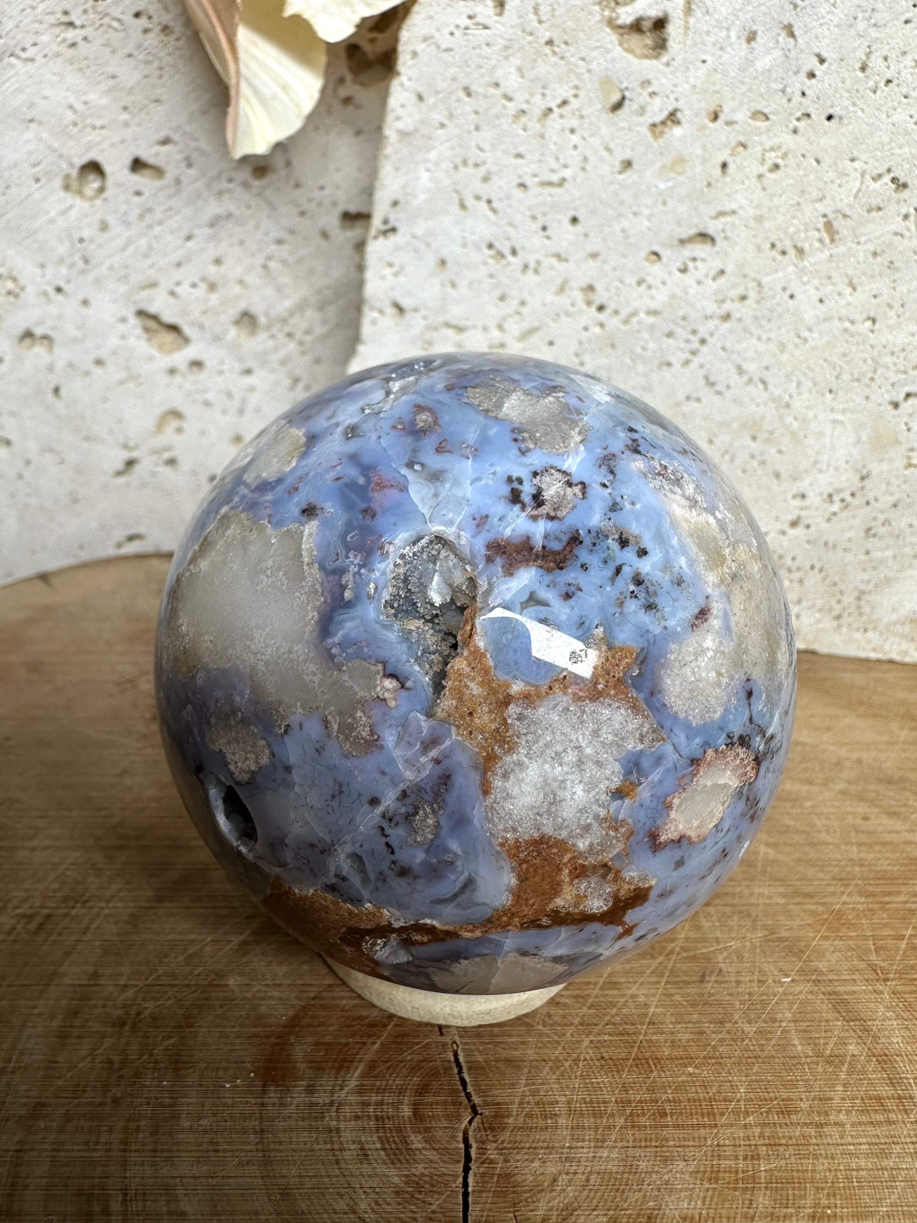 Blue Flower Agate Sphere