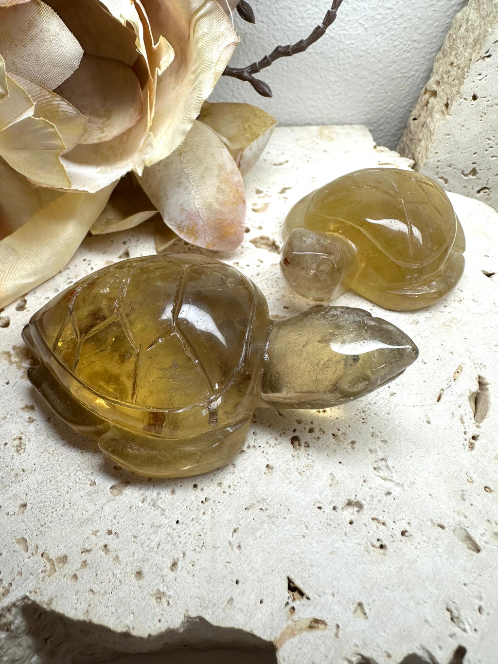 Citrine Turtle Carving Two Sizes