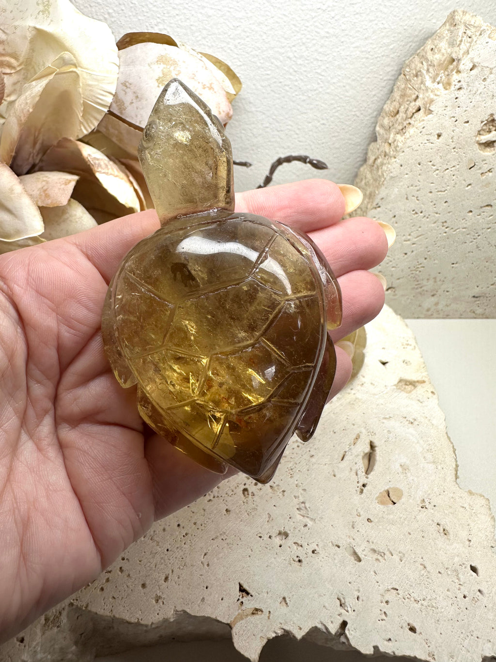 Citrine Turtle Carving Two Sizes